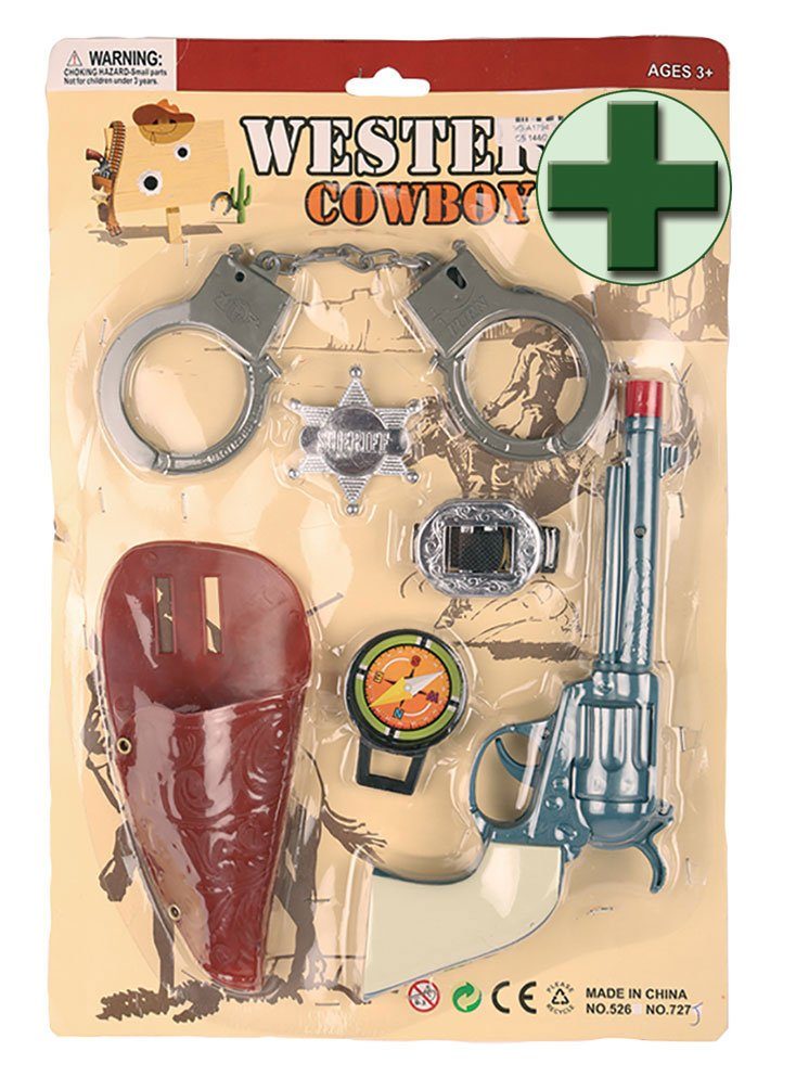 Karneval-Klamotten Cowboy-Kostüm Western Junge 9tlg Kostüm mit Pistolen Cowboy-Set, Kinderkostüm Chaps, Hemd, Weste und Cowboy-Set incl. Cowboy Spielzeug