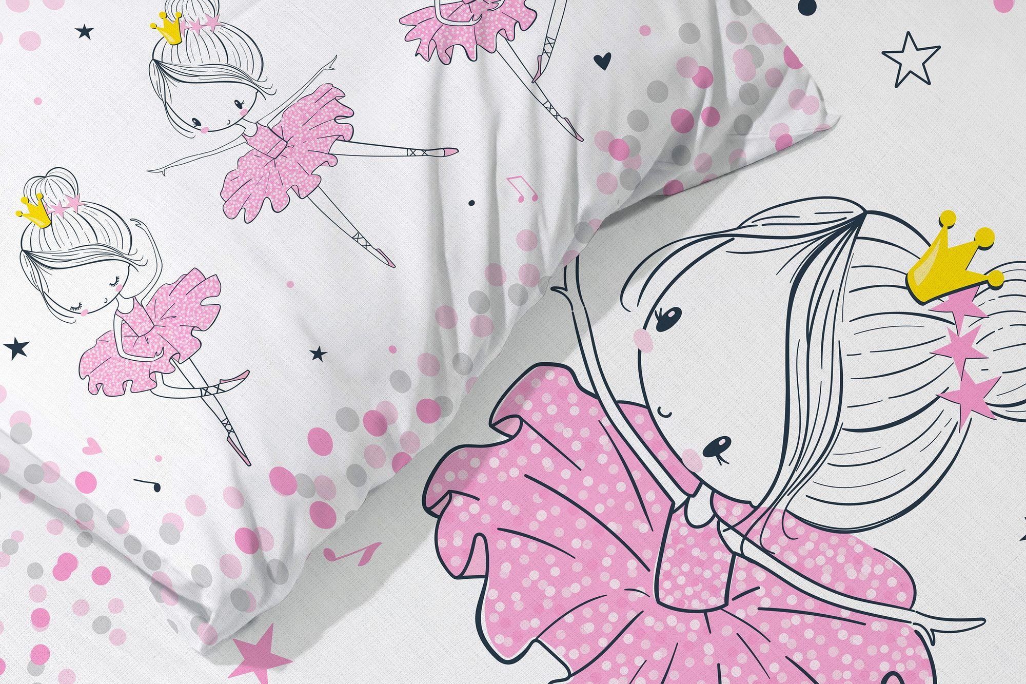 Faro Babybettwäsche Baby Bettwäsche Set mit Ballerina 2 tlg. 100x135 cm 100% Baumwolle, 1 teilig, Langlebig