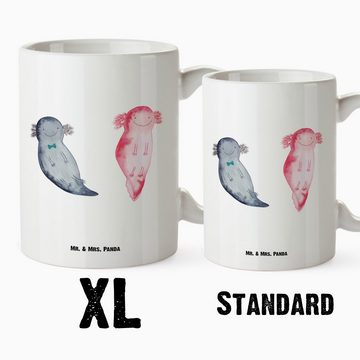 Mr. & Mrs. Panda Tasse Axolotl Freundin, XL Teetasse, XL Tasse, Jumbo Tasse, XL Tasse Keramik, Liebevolles Design