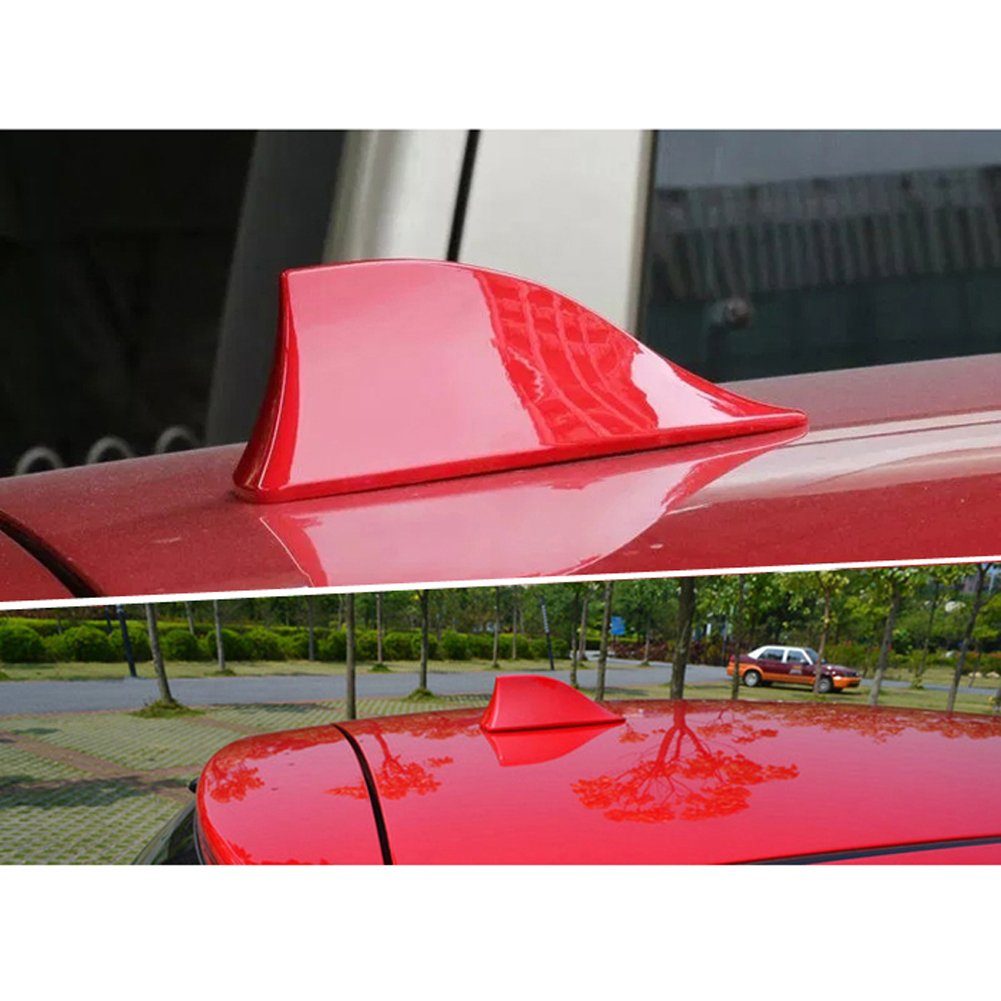Bolwins A56C Universal Auto Shark Hai Antenne Dachantenne Haifisch Hochglanz Dachantenne (AM, FM, für Innenbereich und Außenbereich, Verstärkung: 5 dB), Passiver AM-/FM-Empfang Selbstklebende Montagefläche mit Klebepad