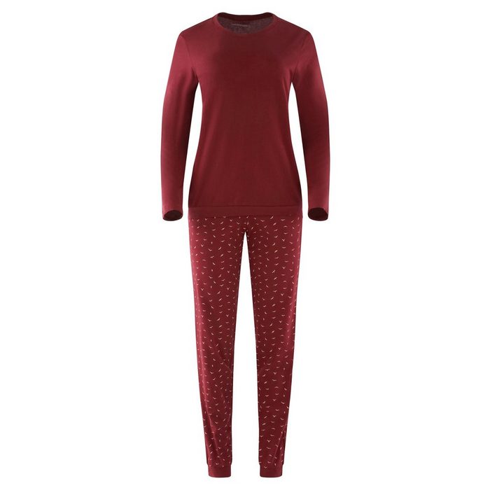 seidensticker Pyjama Basic (Set 2 tlg) Schlafanzug lang mit Bündchen - Baumwolle - Baumwolle -