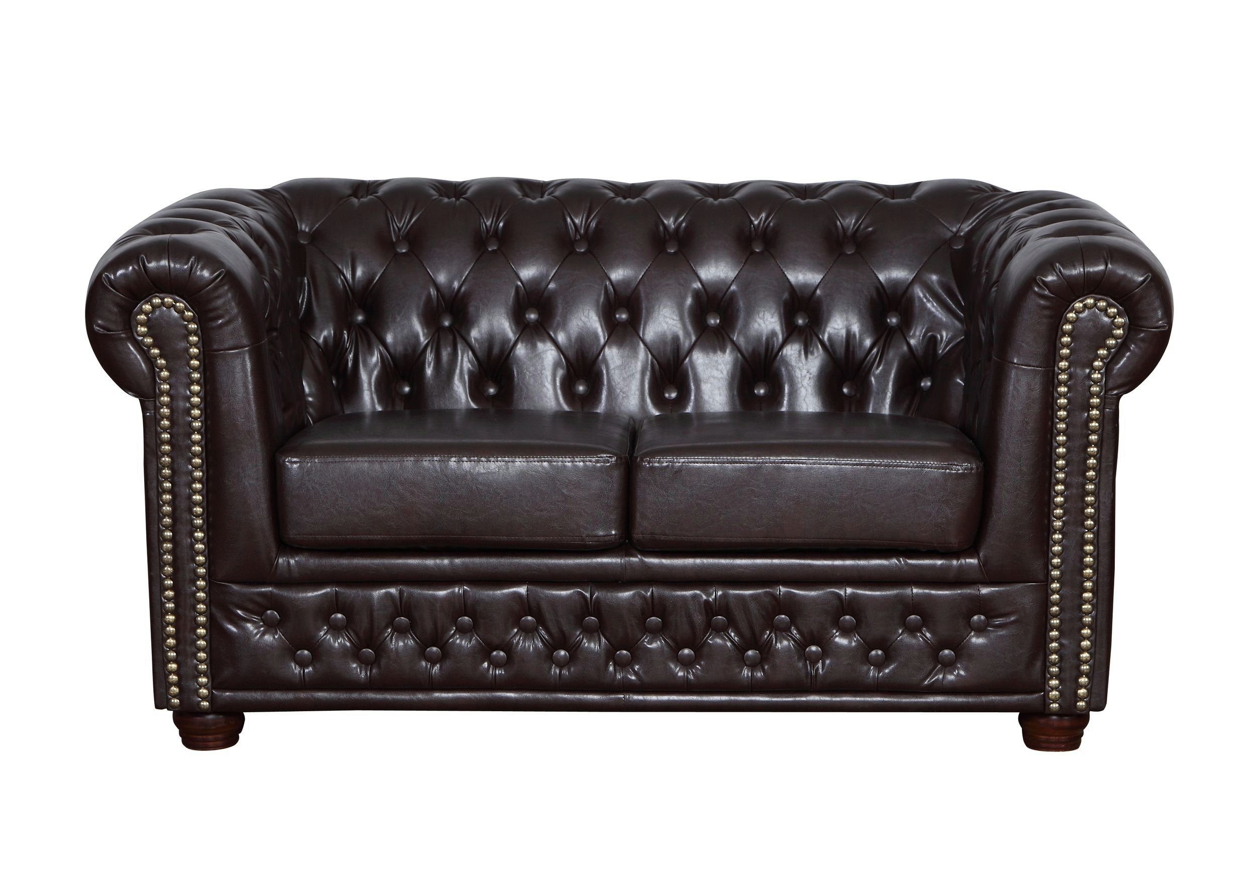 Küchen-Preisbombe Sofa Edles Kunstleder Sitzer braun Sofa Sofa Couch Chesterfield 2 in Vintage Polstersofa