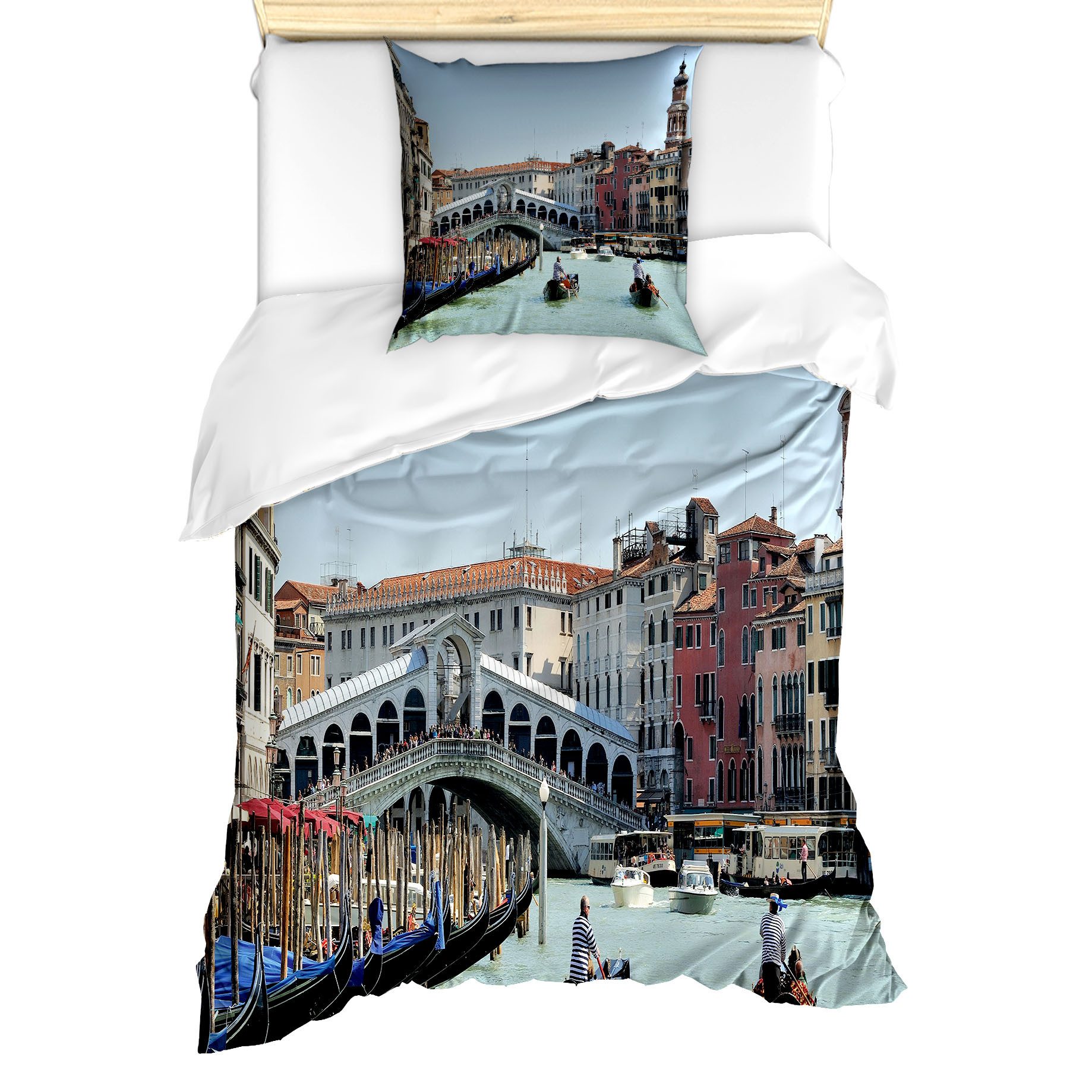 Abakuhaus Bettwäsche Milbensicher Allergiker geeignet mit Kissenbezug, Microfaser, Italien Venedig Gondel Canal Foto