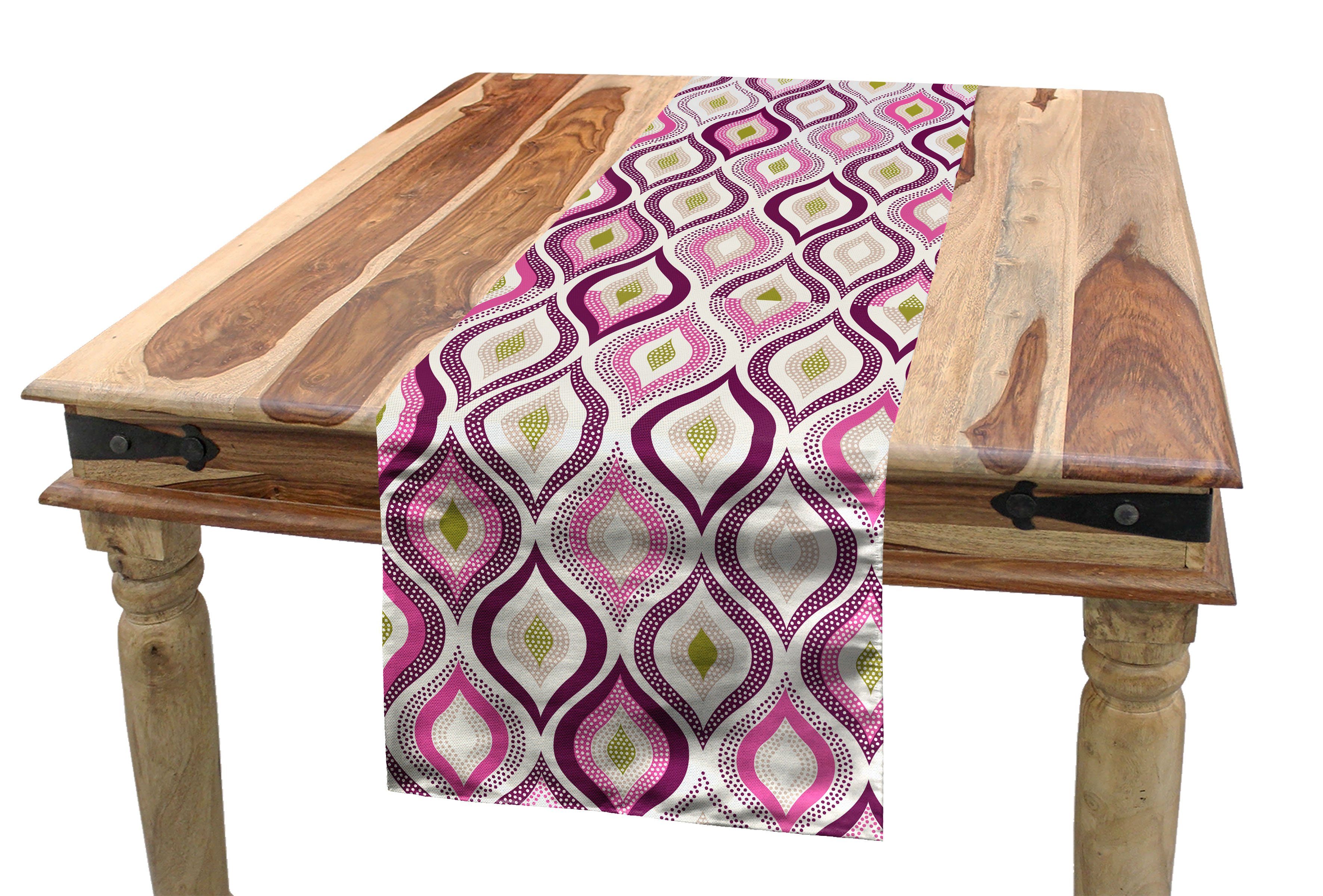 Dekorativer Esszimmer Doodle Geometrisch Tischläufer Rechteckiger Stil Tischläufer, Blatt Küche Abakuhaus
