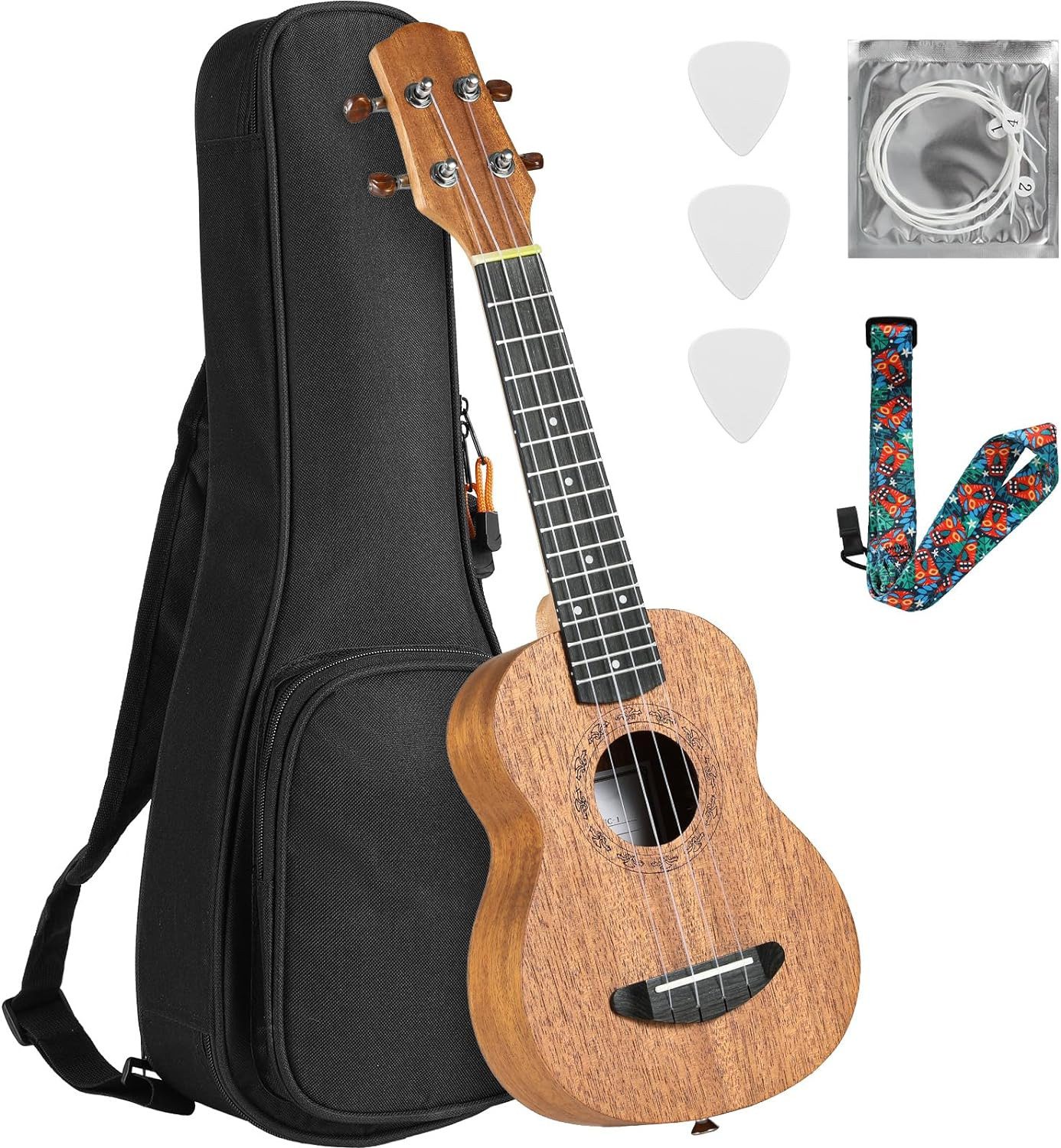 Ukulele mit Gigbag, Gurt