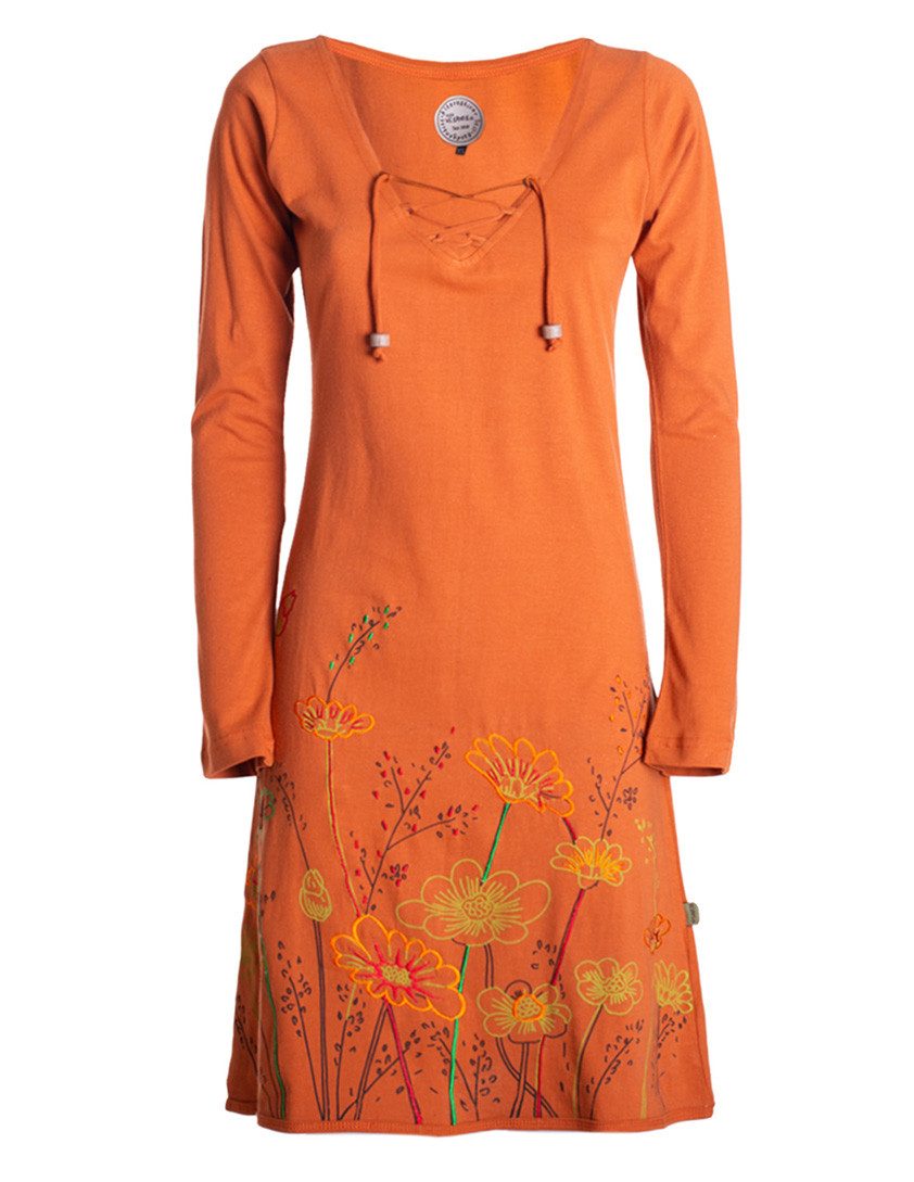 Vishes Tunikakleid Damen Langarm-Shirtkleid Tunika-Kleid Baumwollkleid günstig online kaufen