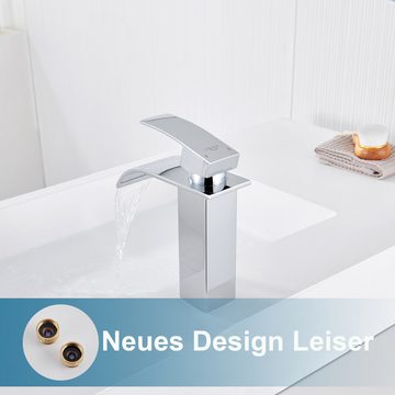 AuraLum pro Waschtischarmatur Wasserfall Wasserhahn Badarmatur Waschbecken Einhand Mischbatterie Wasserfall-Design