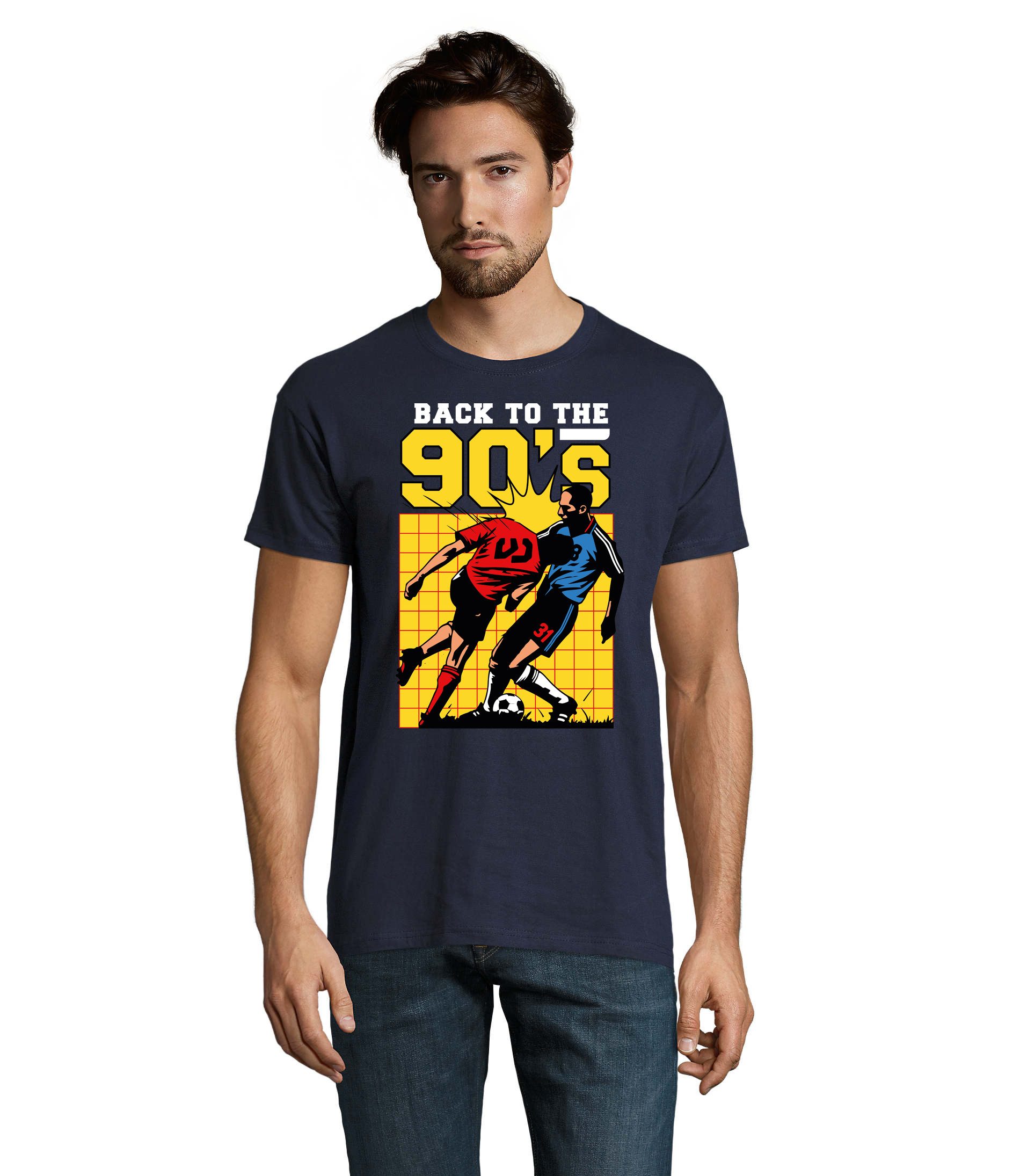 T-Shirt Back to 90s zurück in die neunziger Fußball Foul Herren Motiv T-Shirt
