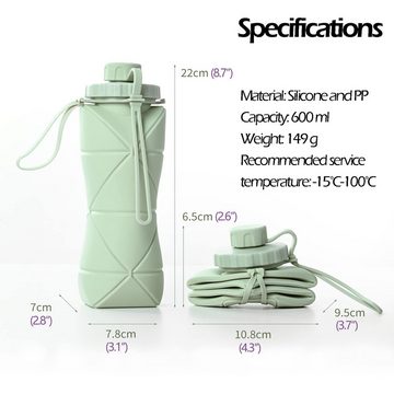 Silberstern Trinkflasche Zusammenklappbarer Wasserbecher, tragbarer Sportwasserbecher, Tragbarer Silikon-Wasserbecher, hochtemperaturbeständig