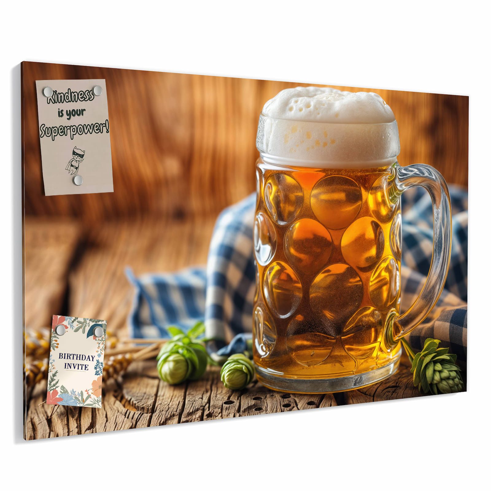 Primedeco Magnettafel Metall Magnettafel Whiteboard "Bierglas"  beschreibbar & magnetisch, (Inklusive Stift, Magnete und Montagematerial, 1-tlg., 9 verschiedene Größen), Magnetisch und Beschreibbar