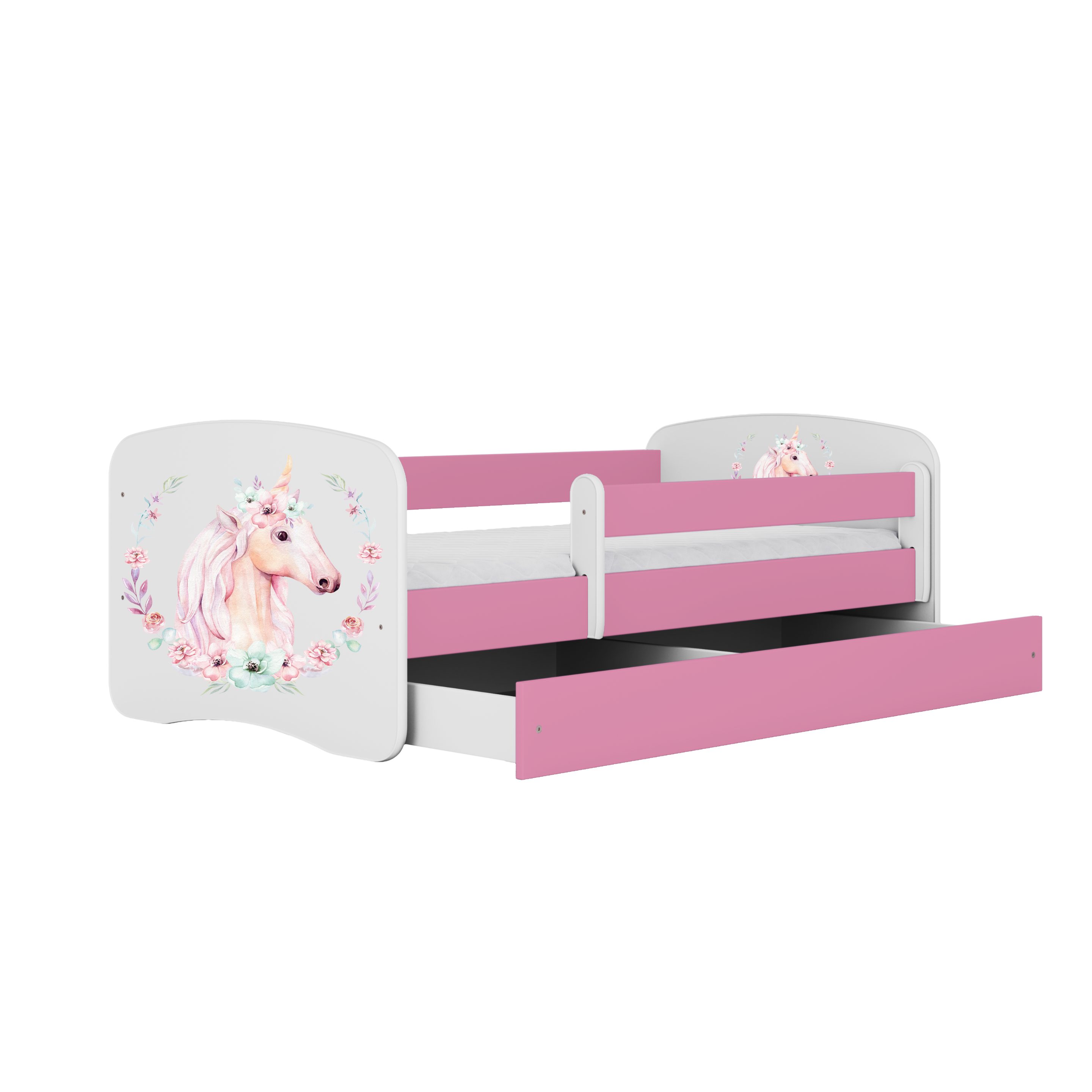Raumhirsch Furniture Kinderbett 70x140, 80x160, 80x180 cm - Komplettset mit Matratze & Schublade (Bett für Mädchen, Einzelbett Kinder 2–12, mit Rausfallschutz & – Bild 2 von 5