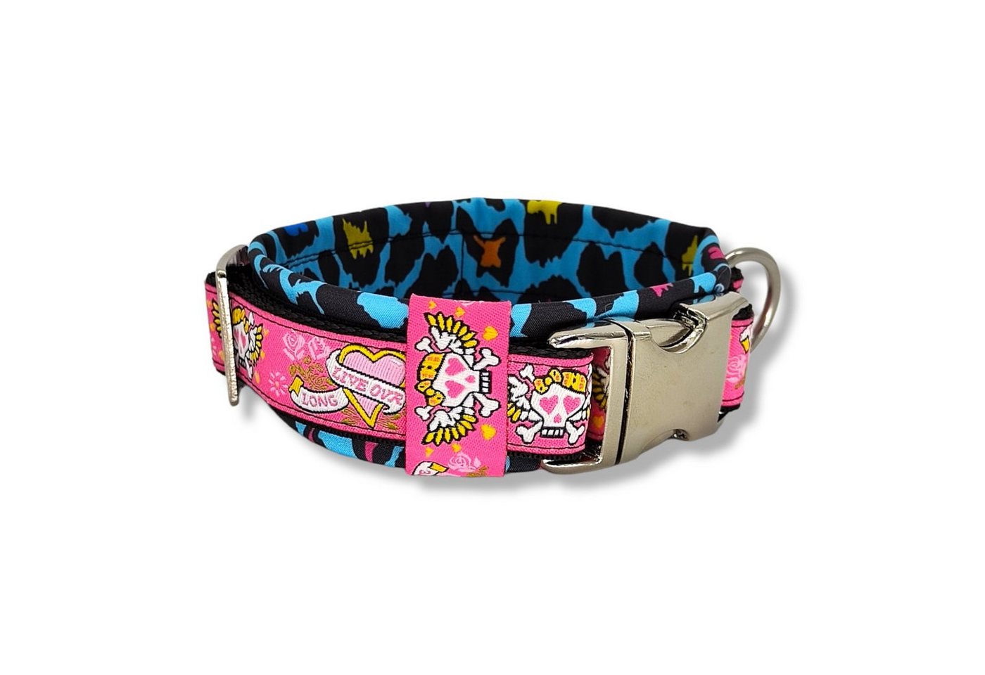 Thumbnail - D by E Couture Hunde-Halsband "Sweet Crazy Life III", gepolstert, verstellbar, 30mm breit, Handmade