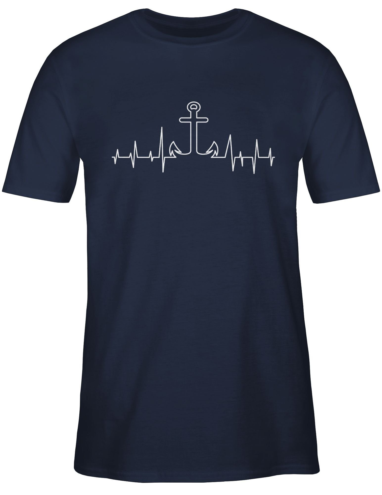 Blau Shirtracer Navy Herzschlag Kunst T-Shirt Anker 01
