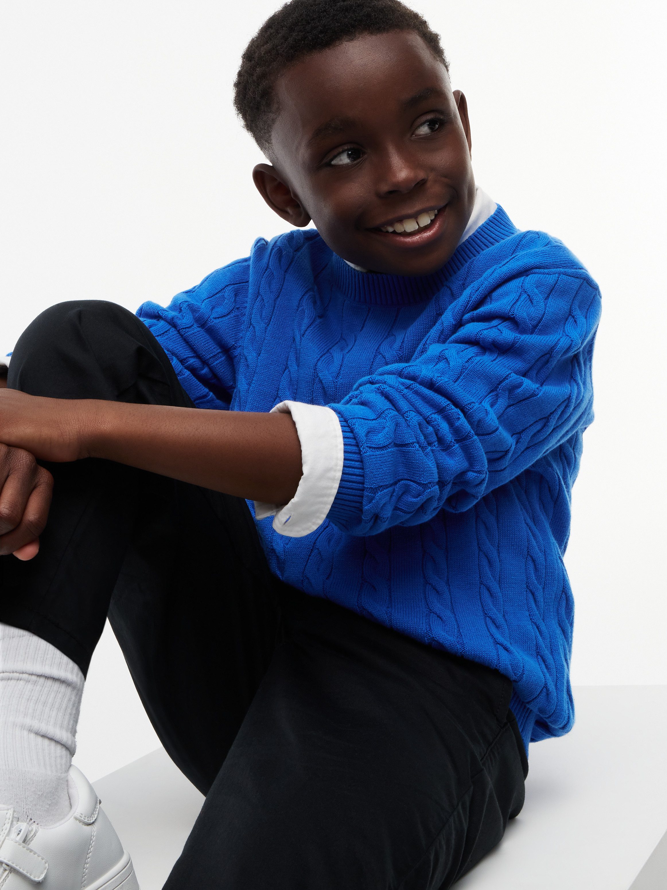 Tommy Hilfiger Strickpullover COTTON CABLE SWEATER für Kinder bis 16 Jahre, mit Zopfmuster