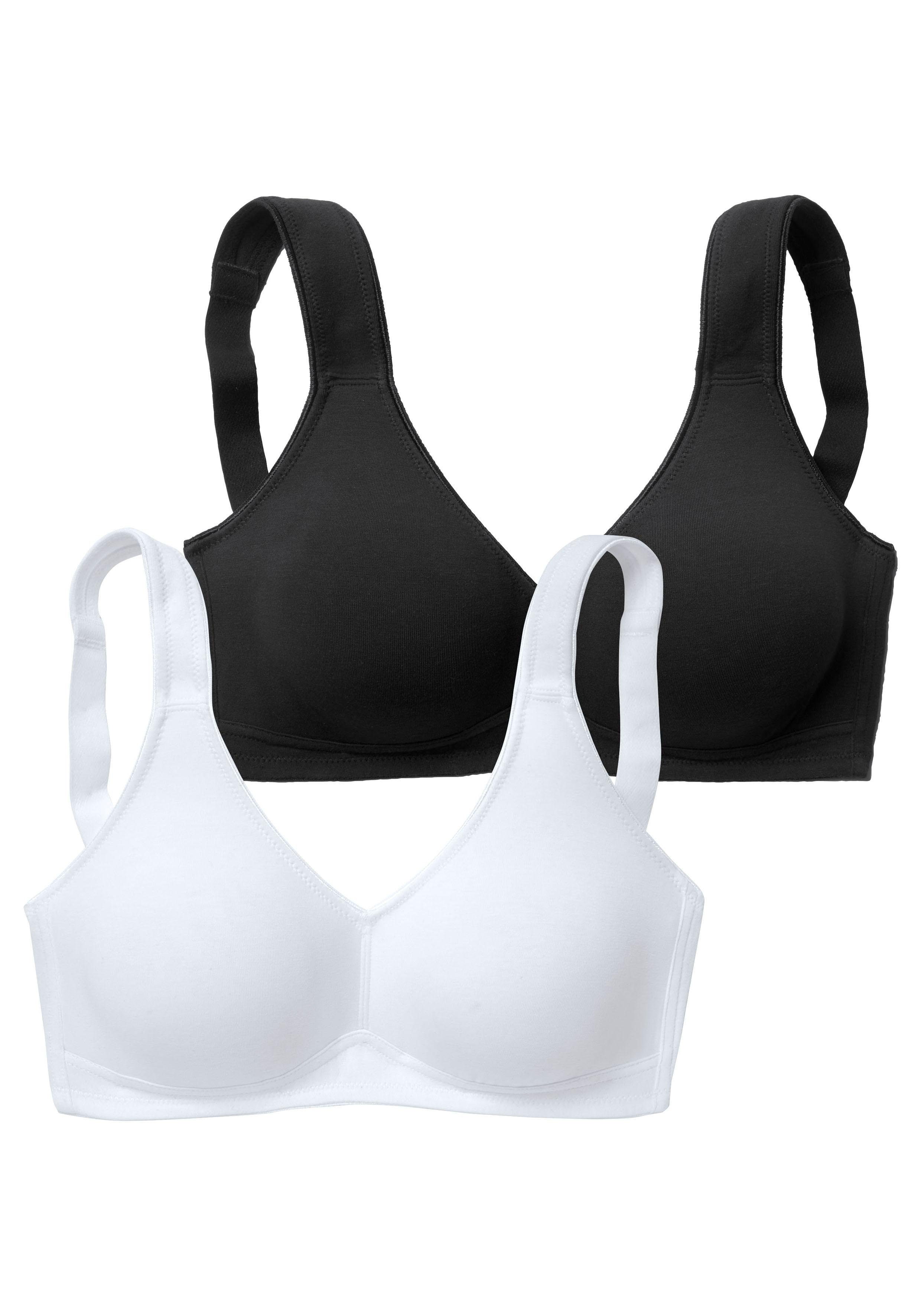 petite fleur Soft-BH (Packung, 2 ohne Bügel, Baumwolle, weicher Stück) Dessous schwarz+weiß Basic aus