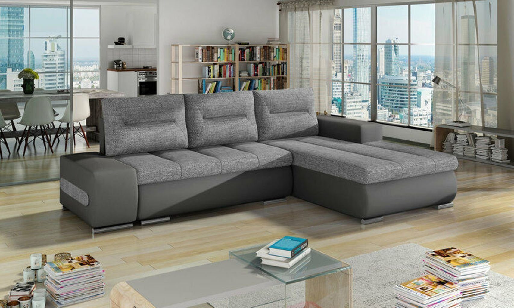 Schlaf JVmoebel Textil Ecksofa, Ecksofa Sofas Bettfunktion Couch Sofa