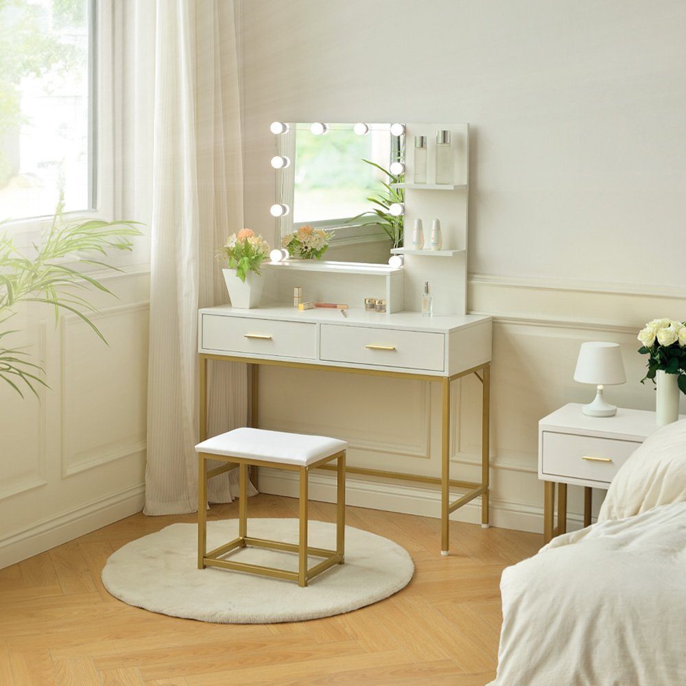 HOME DELUXE Schminktisch KASIA Weiß/Gold 145 günstig online kaufen