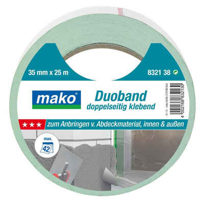 mako Kreppband Duoband doppelseitig klebend, 35 mm x 25 m, grün/weiß