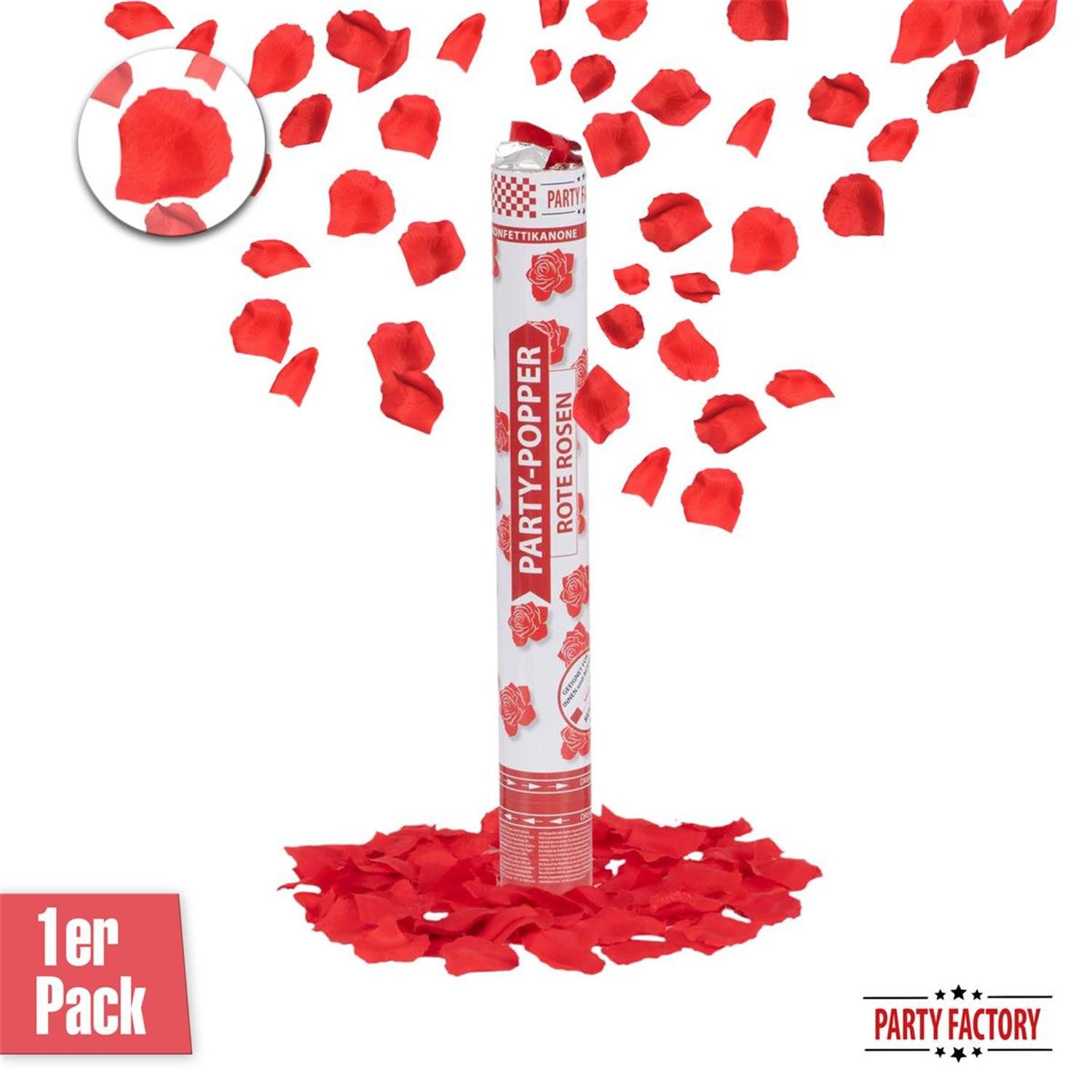 Party Factory Konfetti Party Popper weiße o. rote Rosen Konfetti-Kanone bis 6 m Effekthöhe, verleiht Eleganz und Anmut