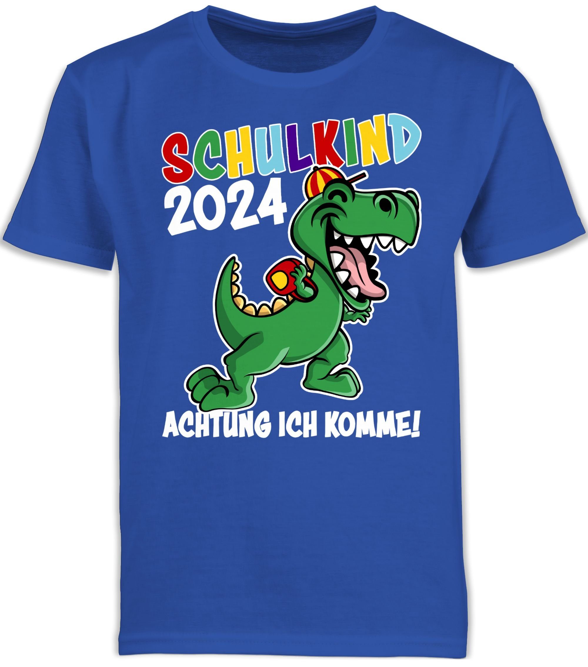 Shirtracer T-Shirt Schulkind 2024 Dino Dinosaurier Einschulung Junge Schulanfang Geschenke