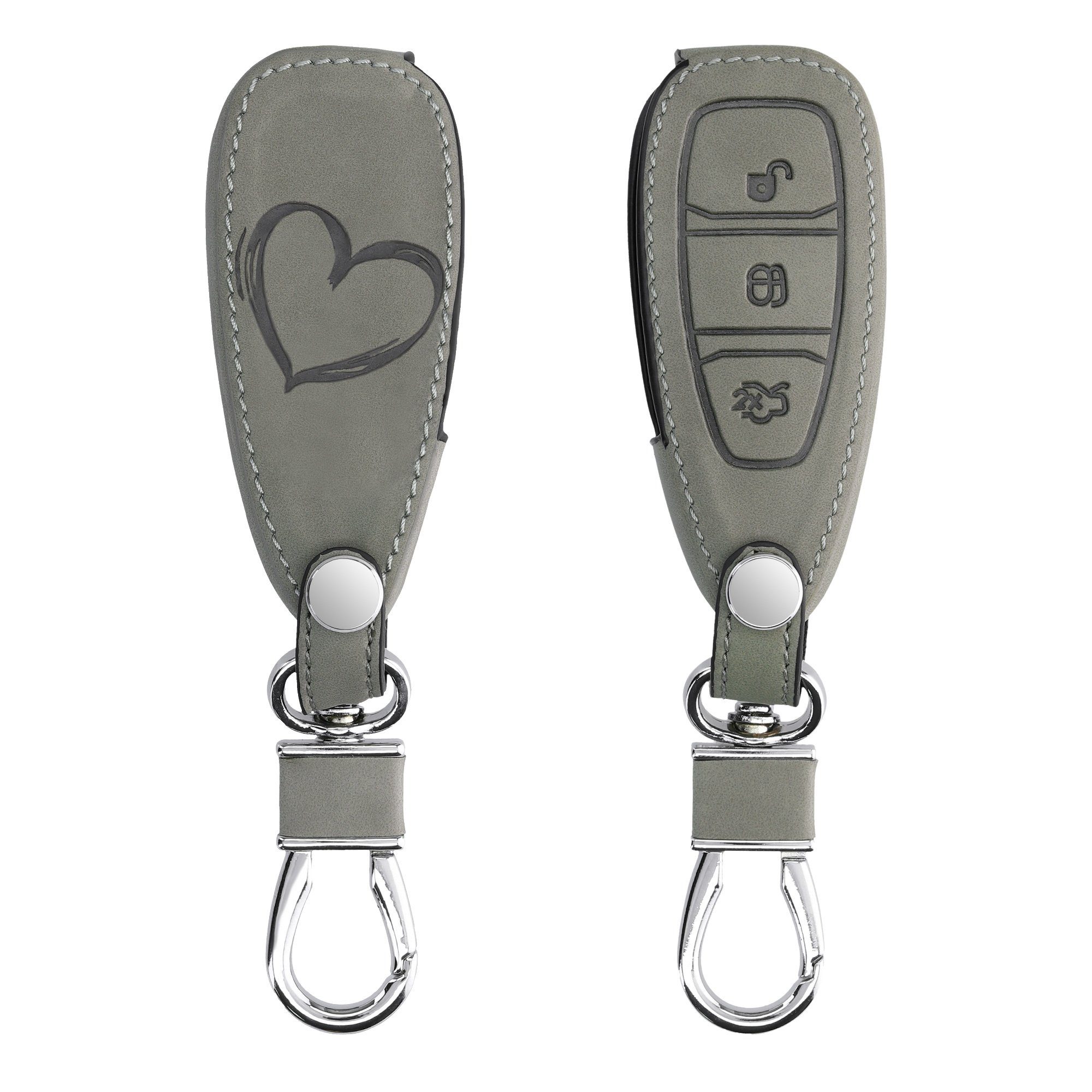 kwmobile Schlüsseltasche Autoschlüssel Hülle für Ford (1-tlg), Nubuklederoptik - Kunstleder Schutzhülle Schlüsselhülle Cover für Ford