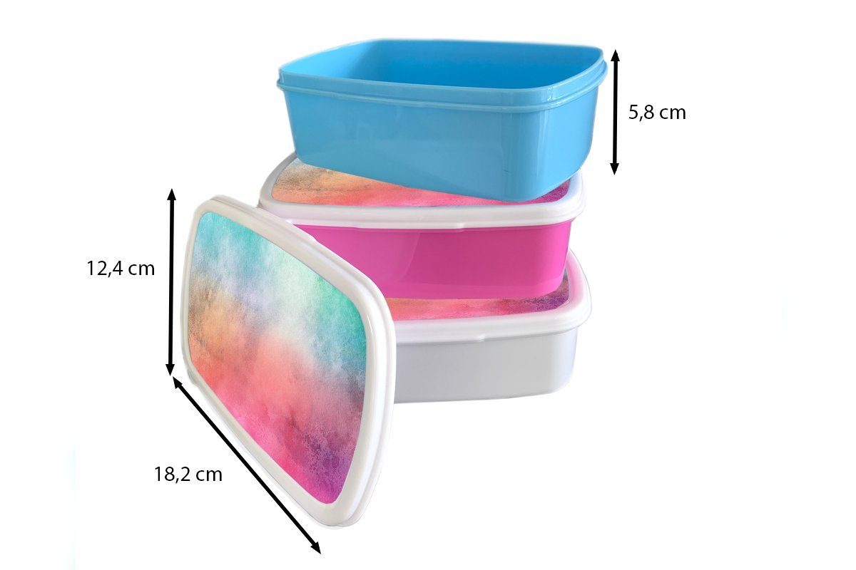 und Grün, - MuchoWow weiß - für Kunststoff, (2-tlg), Rosa Brotdose, Erwachsene, Mädchen Lila für Brotbox Jungs und Aquarell Kinder Lunchbox -