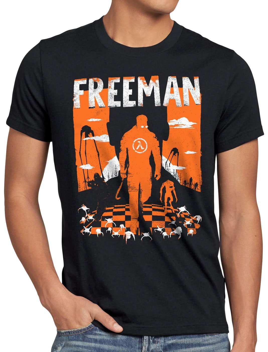 style3 Print-Shirt Herren T-Shirt Crowbar Hero freeman shooter gaming