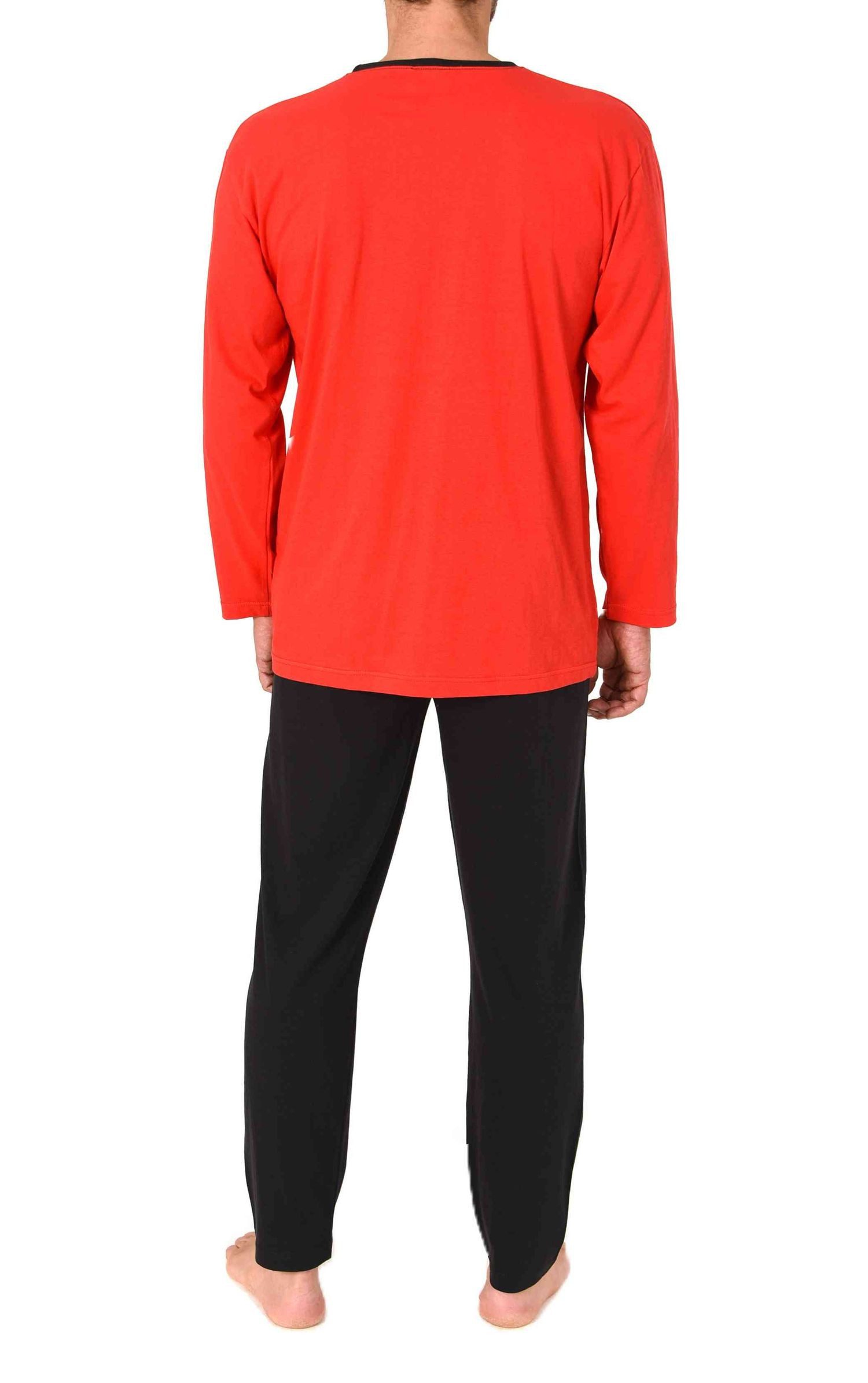 Normann Pyjama Normann Herren langarm Schlafanzug mit Frontprint in zeitloser Optik – Bild 3 von 4