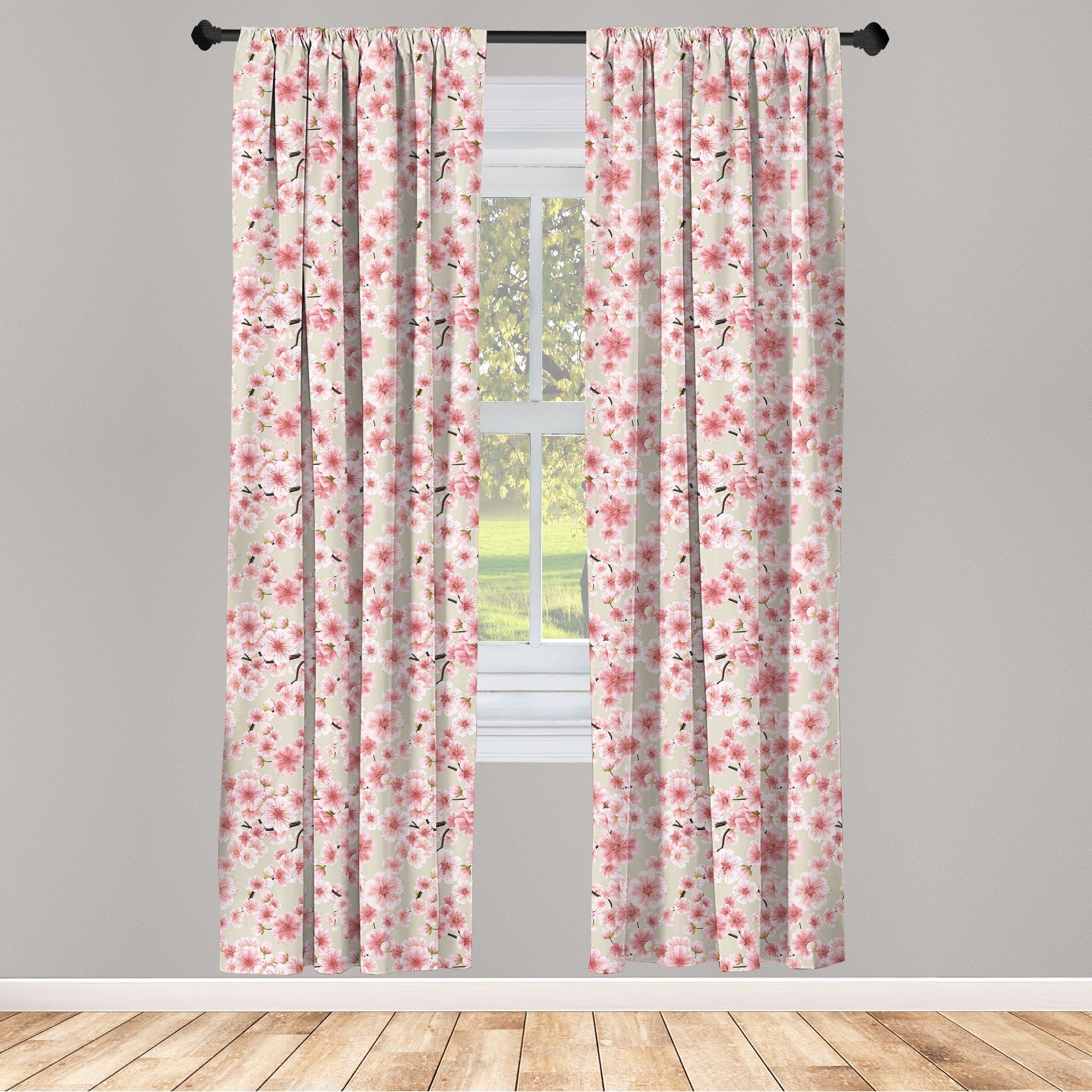 Gardine Vorhang für Wohnzimmer Schlafzimmer Dekor, Abakuhaus, Microfaser, Kirschblüte Blooming Sakura