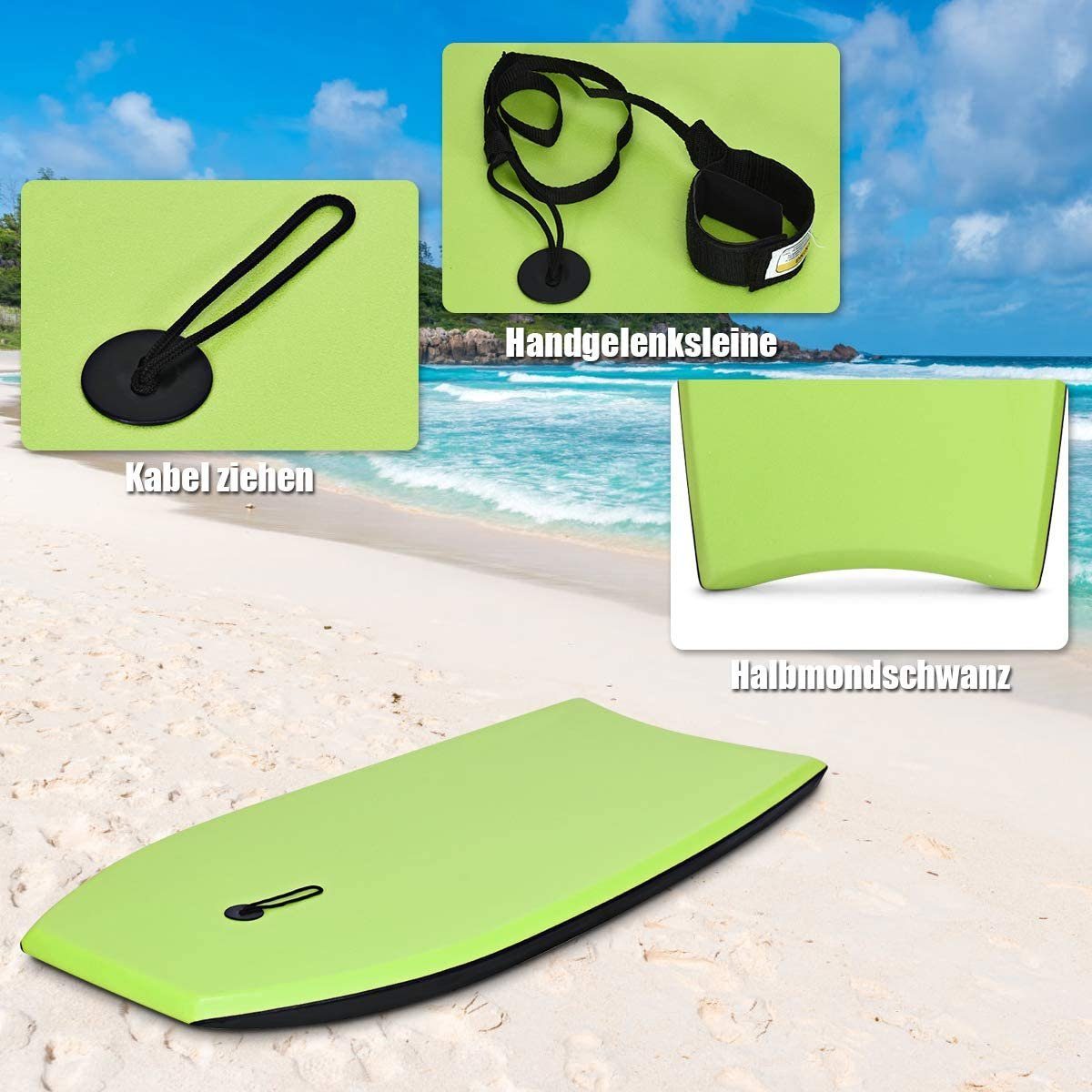 COSTWAY Schwimmbrett Bodyboard, 104 x 51 x 6 cm