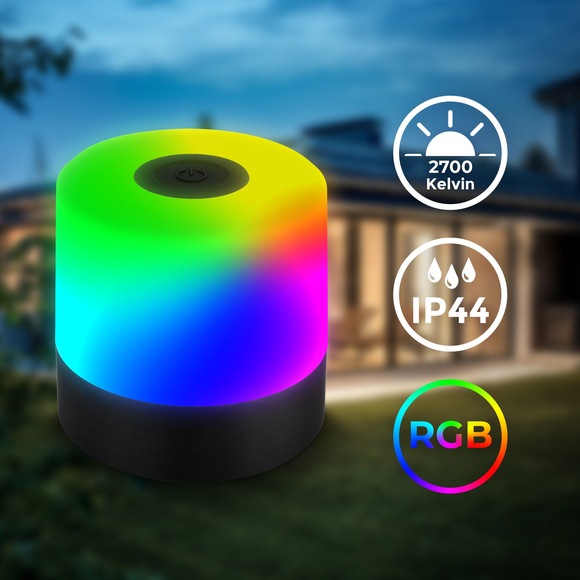 Briloner Leuchten Außen-Tischleuchte LED Tischlampe kabellos akku dimmbar Balkon Garten Camping, RGB, LED fest integriert, 2700K, Tischleuchte, Akku, dimmbar, USB, IP44, verschiedene Farben