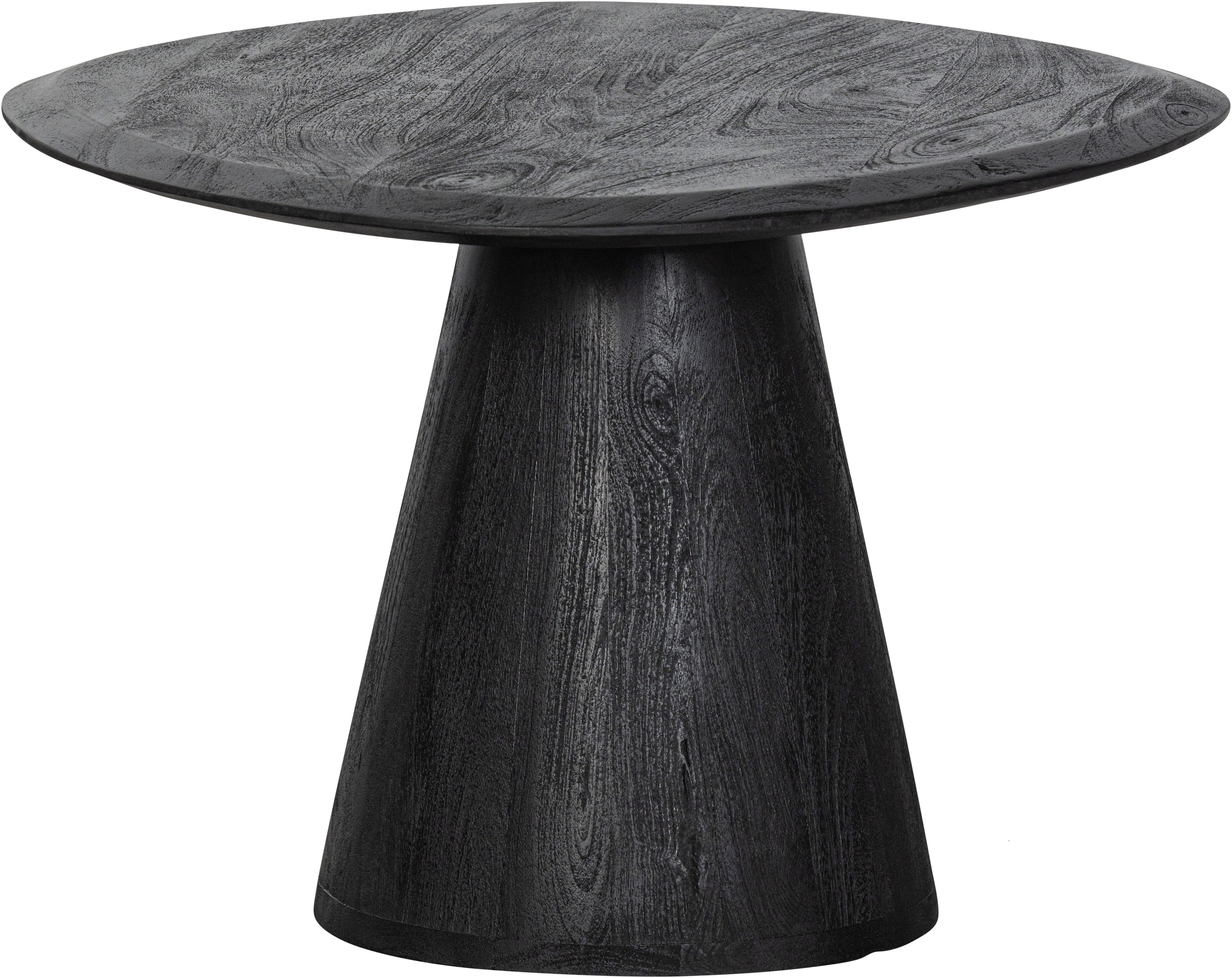 WOOOD Couchtisch Posture aus Mangoholz mit abgeflachter Tischkante 70x63x42 cm, Tragkraft 15 kg, Standfuß Ø 15–32 cm geschlossen, Plattendicke 3 cm