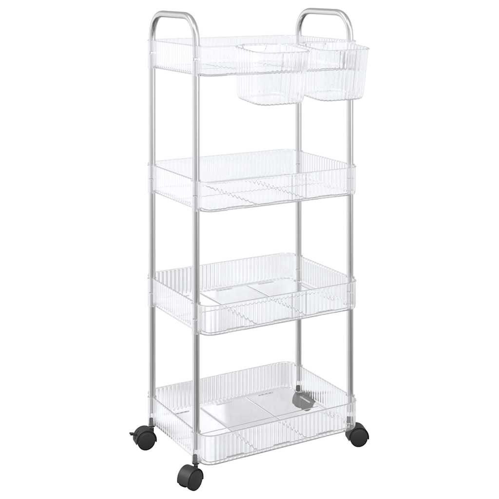 vidaXL Küchenwagen 37 x 28 x 95 cm Küchenwagen Rollwagen aus Stahl mit 4 Etagen 37x28x95
