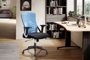 Amstyle Drehstuhl SPM1.444 (Bürostuhl Blau / Schwarz Mesh-Bezug 120 kg), Schreibtischstuhl Stoff, Ergonomisch mit Armlehnen