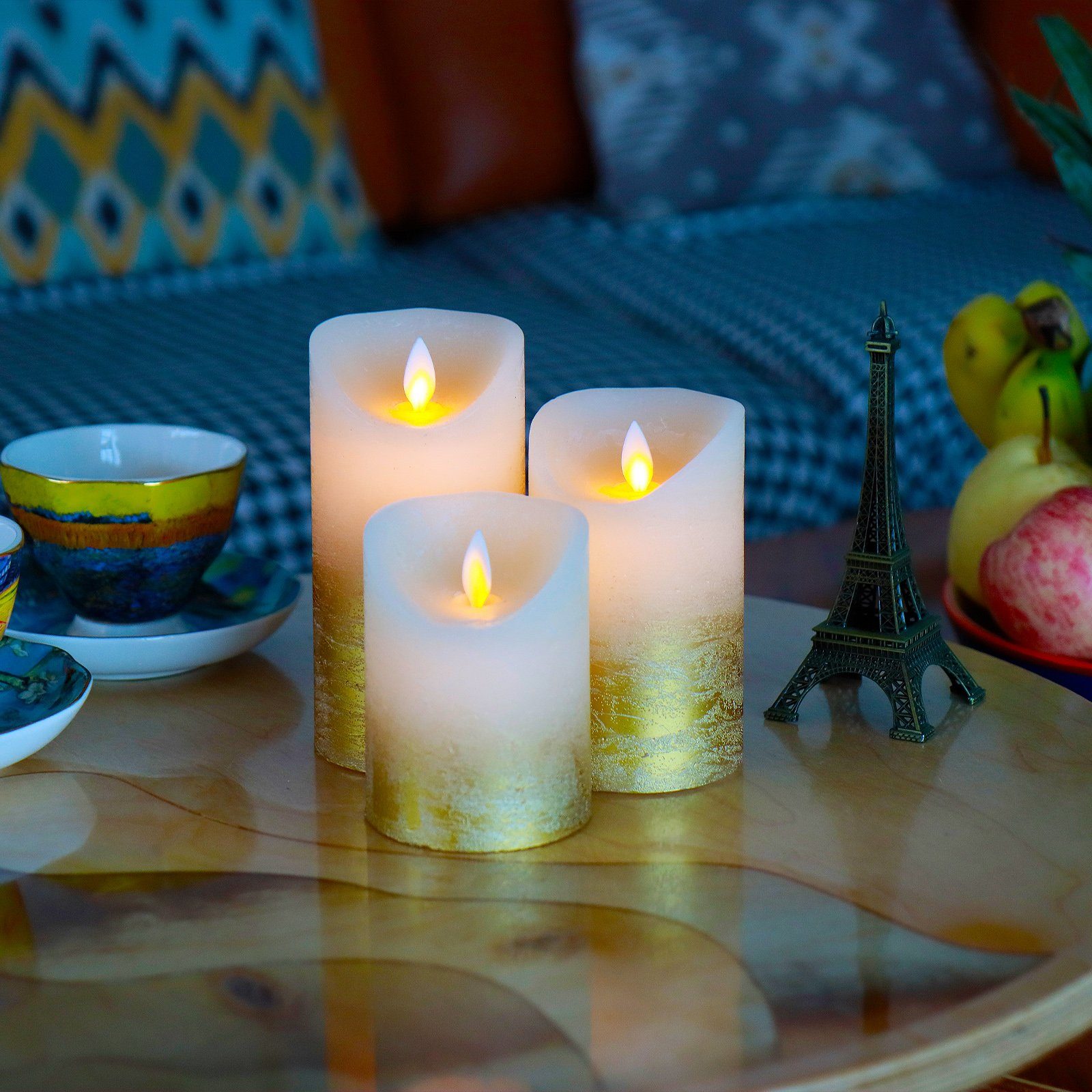 CCLIFE LED-Kerze LED Kerzen flammenlose Echtwachs mit Farbverlauf pulverbes günstig online kaufen