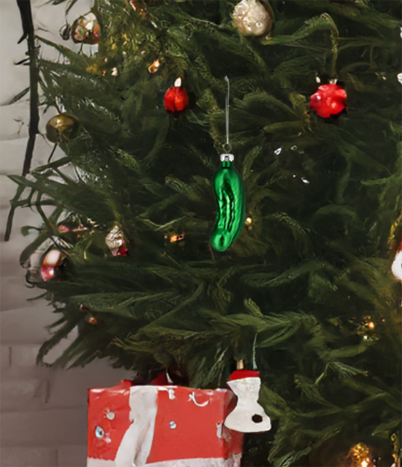 Spetebo Weihnachtsbaumkugel Christbaumschmuck Weihnachts Gurke 10 cm (1 St), Weihnachtsbaum Figur Anhänger aus Glas