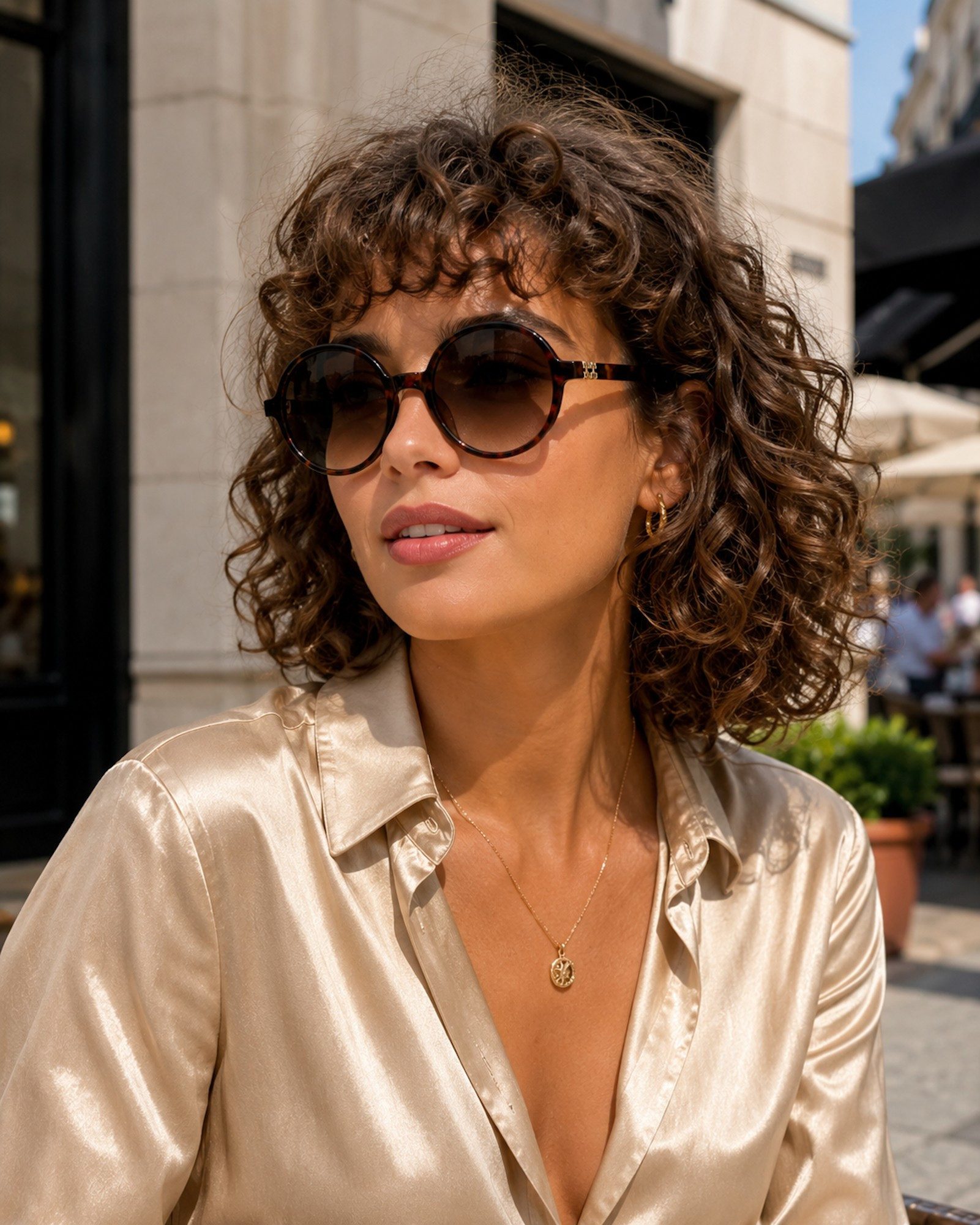 Ella Jonte Sonnenbrille braun im Retro-Look mit UV400-Schutz und Stoffetui