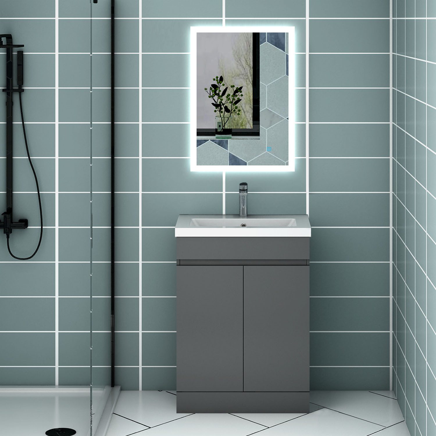 Aica Sanitär Waschtisch Waschtisch Badmöbel Set Waschbecken mit Unterschrank MDF Softclose – Bild 3 von 5