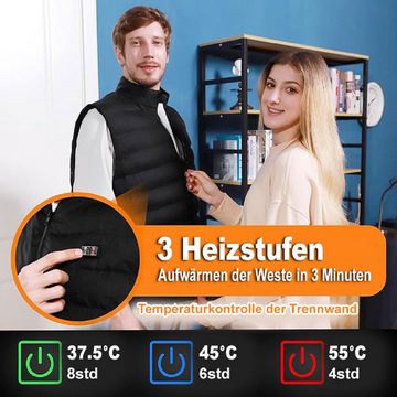 Aront Funktionsweste Beheizbare Weste Jacke für Herren und Damen mit 10.000mAh Powerbank (Größen: L + XL (Herren), Batteriebetrieben Wärmeweste mit 6 hochwertige Carbon-Nanofaser-Heizelemente, Maschinenwaschbar und trocknergeeignet, 3 Heizstufen (37℃. 47℃, 55) Perfekt für Motorradfahren, Camping, Skifahren, Outdoor-Aktivitäten