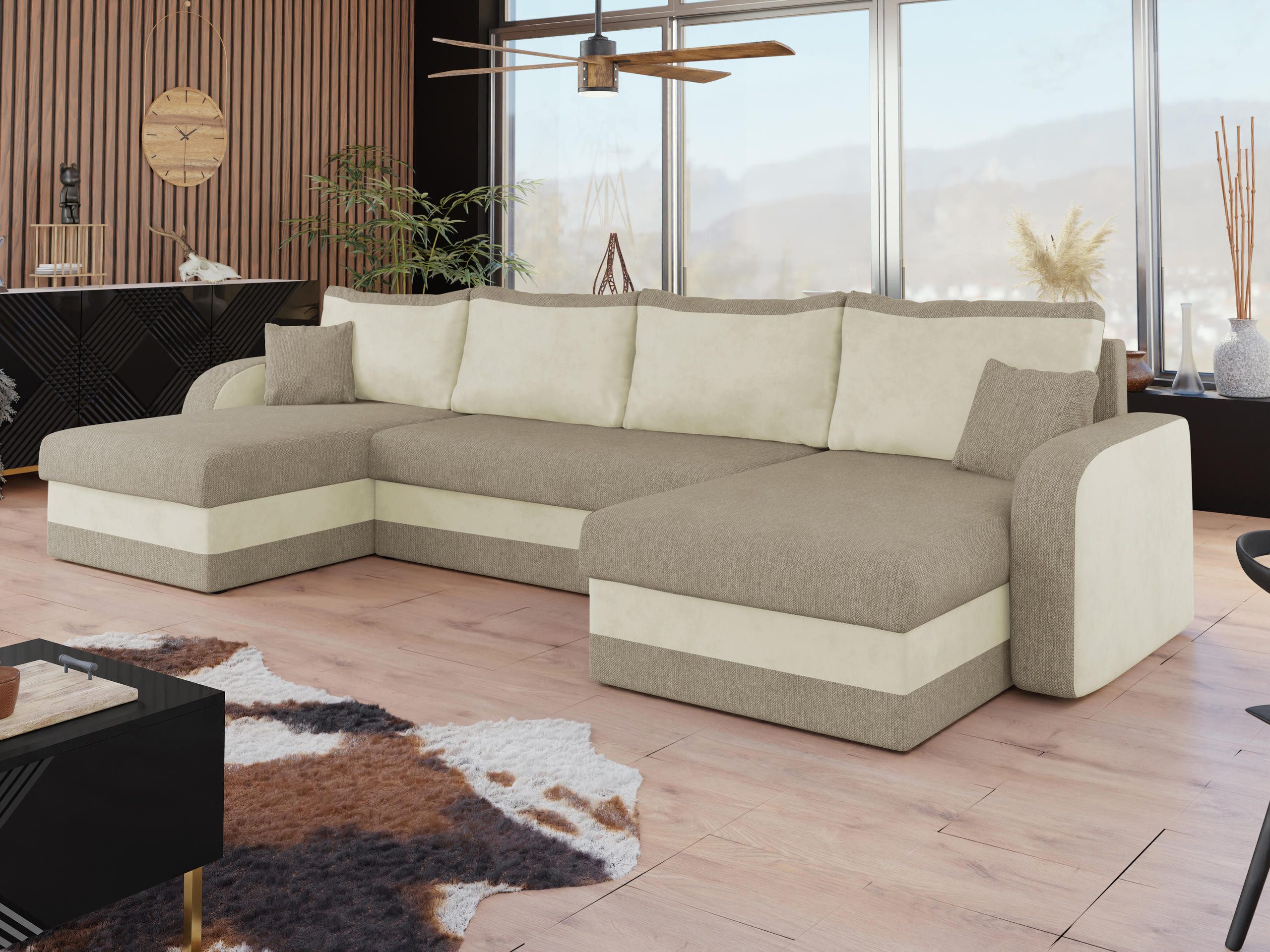 MIRJAN24 Wohnlandschaft Kris U Lux, mit Schlaffunktion und drei Bettkasten, U-Form mit Kissen-Set, L: 304 cm