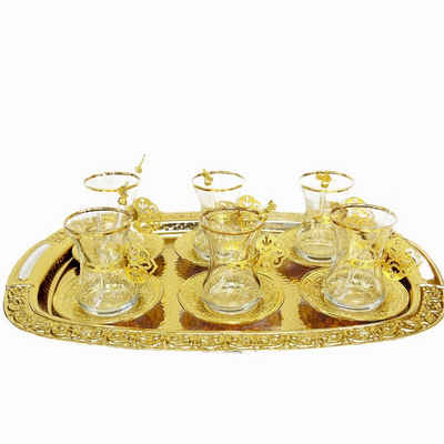 Asphald Teeservice »19 tlg Gold Teeservice Teegläser Set für 6 Personen« (19-tlg), Glas/ Metall, Hochwertiges Set