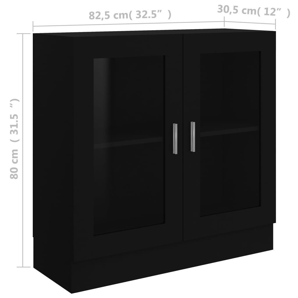 furnicato Bücherregal Vitrinenschrank Schwarz 82,5x30,5x80 Holzwerkstoff cm