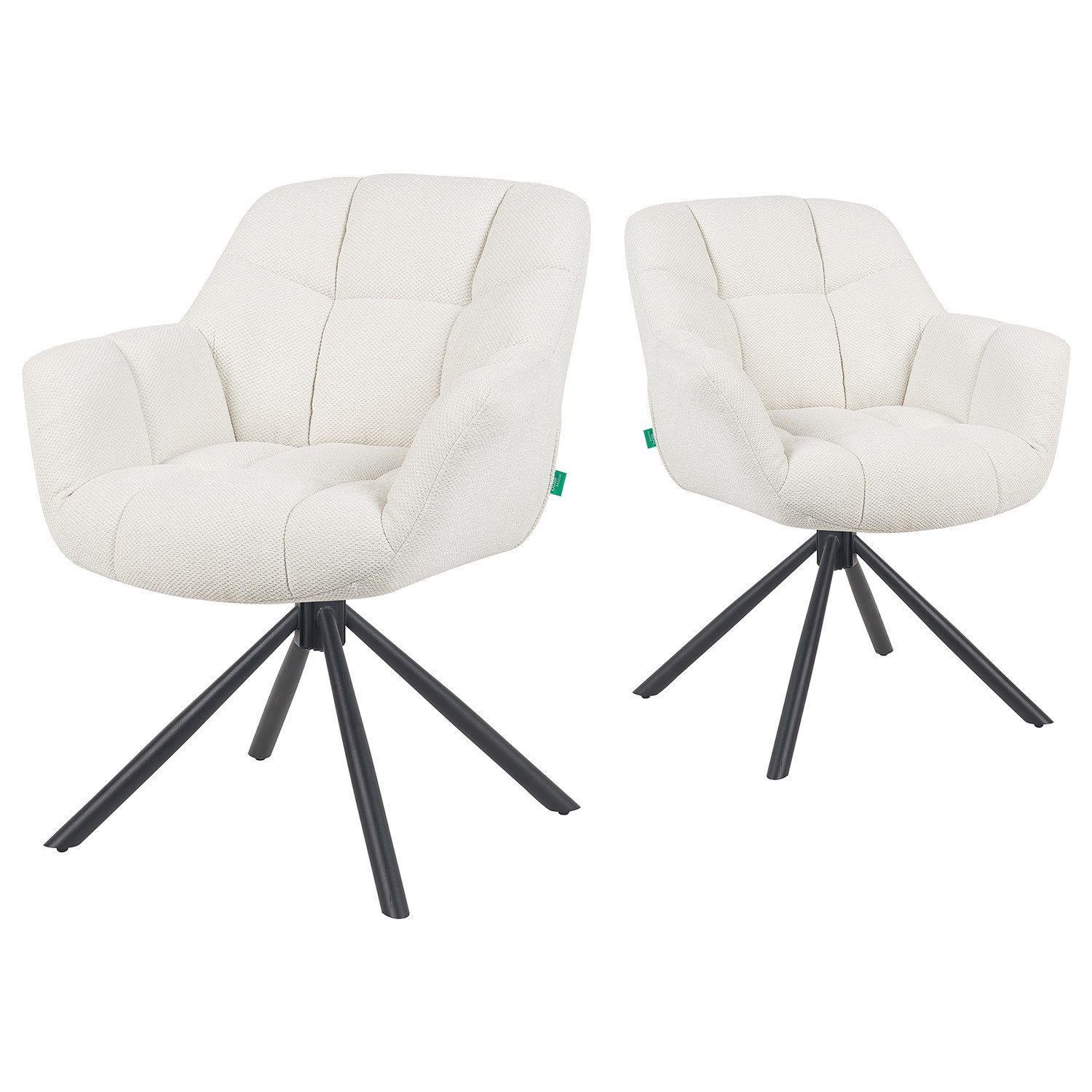 DUBI Möbel Polsterstuhl Mika-Luka 2er-Set, pulverbeschichtet, 360° drehbar im 2er-Set
