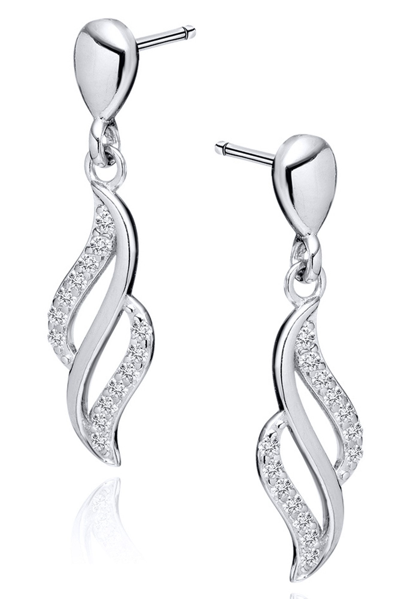 Limana Paar Ohrhänger 925 Silber Gold hängende Ohrstecker mit Zirkonia für günstig online kaufen