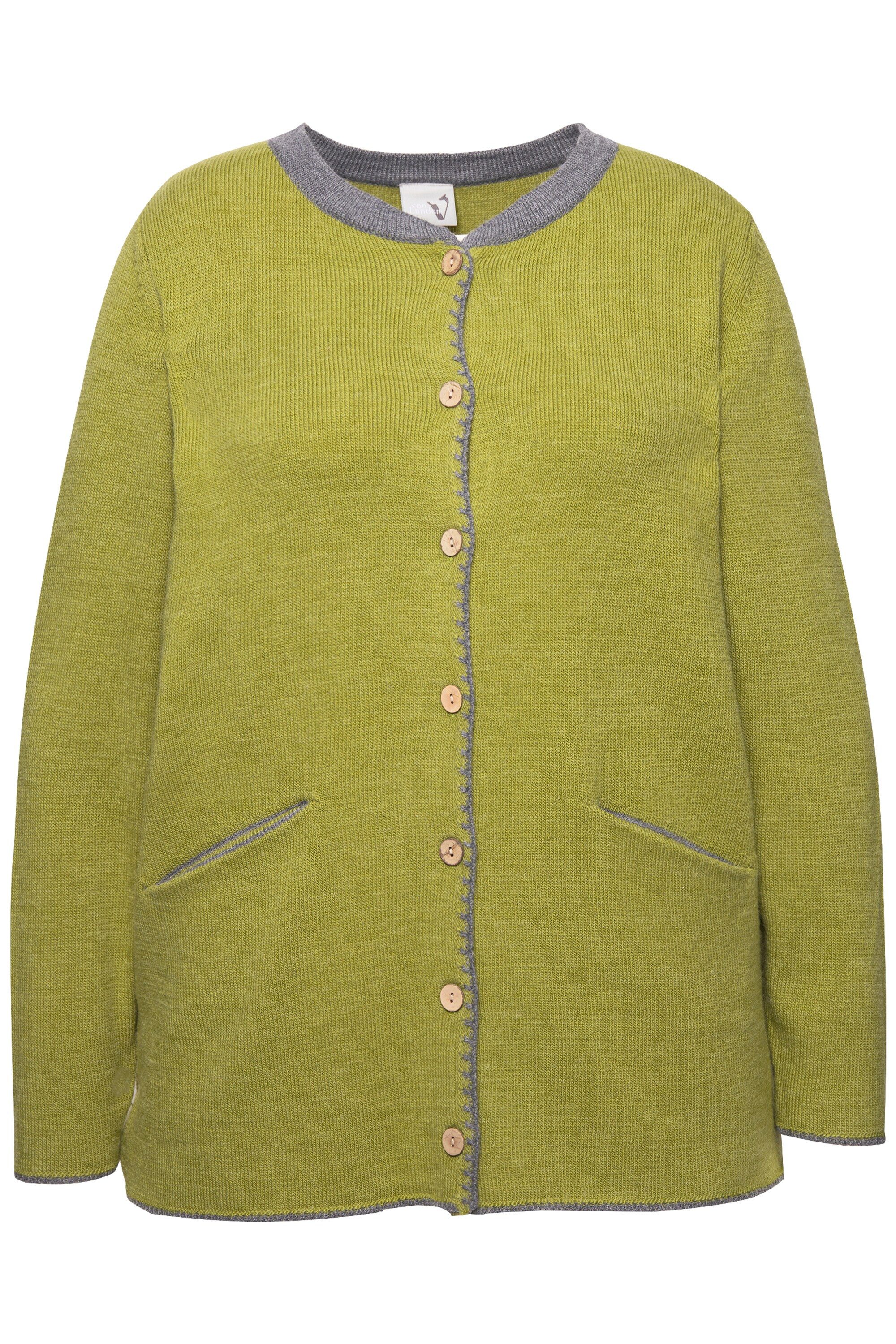 Ulla Popken Strickjacke Long-Strickjacke Hirsch-Stickerei A-Linie