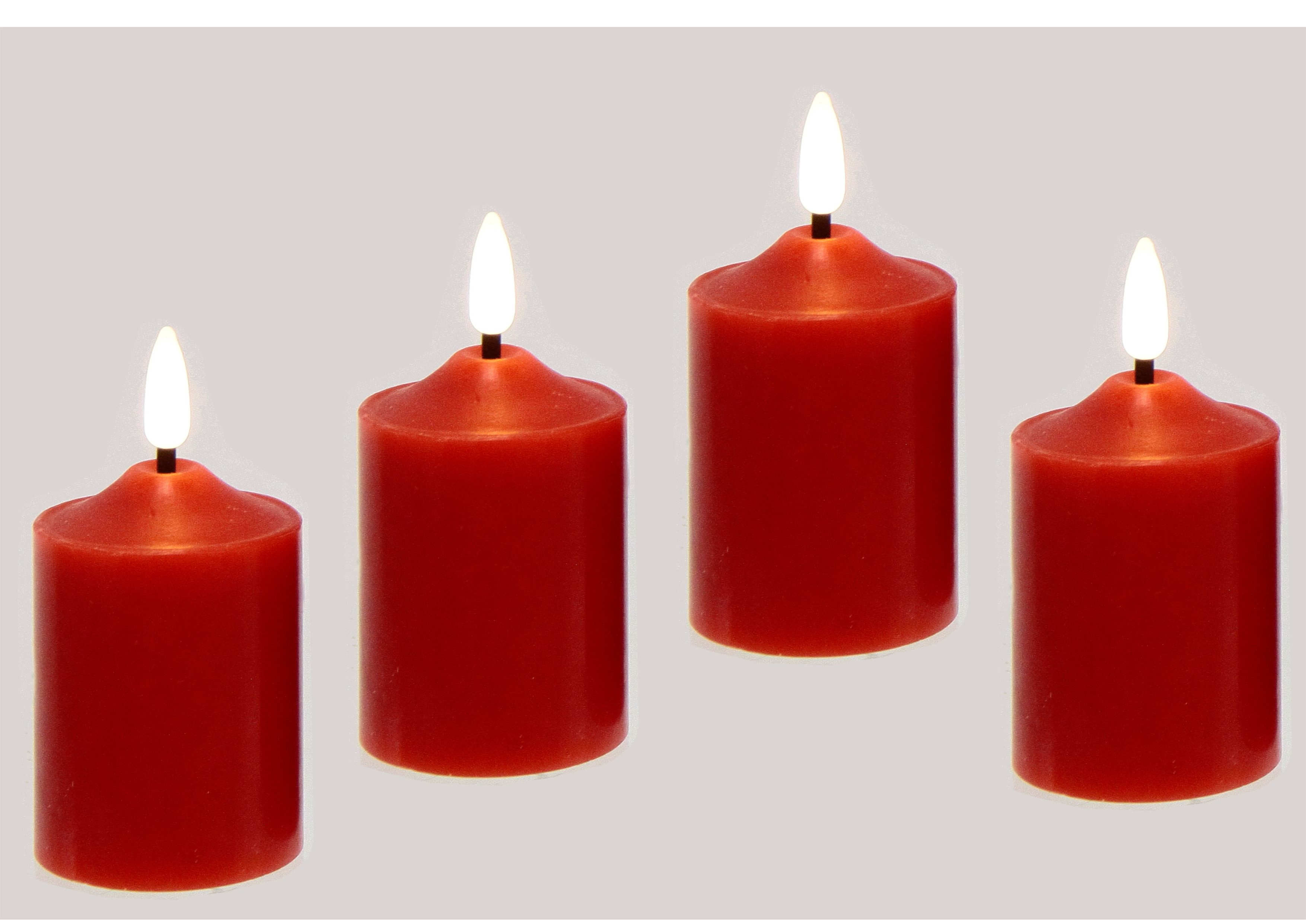 I.GE.A. LED-Kerze Kerzen 4er Set, aus Echtwachs Deko Stumpenkerze Adventskerze Adventskranz