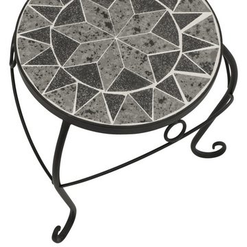DEGAMO Beistelltisch SIENA (3-er Set), 32cm/27cm/21cm, Stahl + Keramik in Mosaikoptik grau/weiss