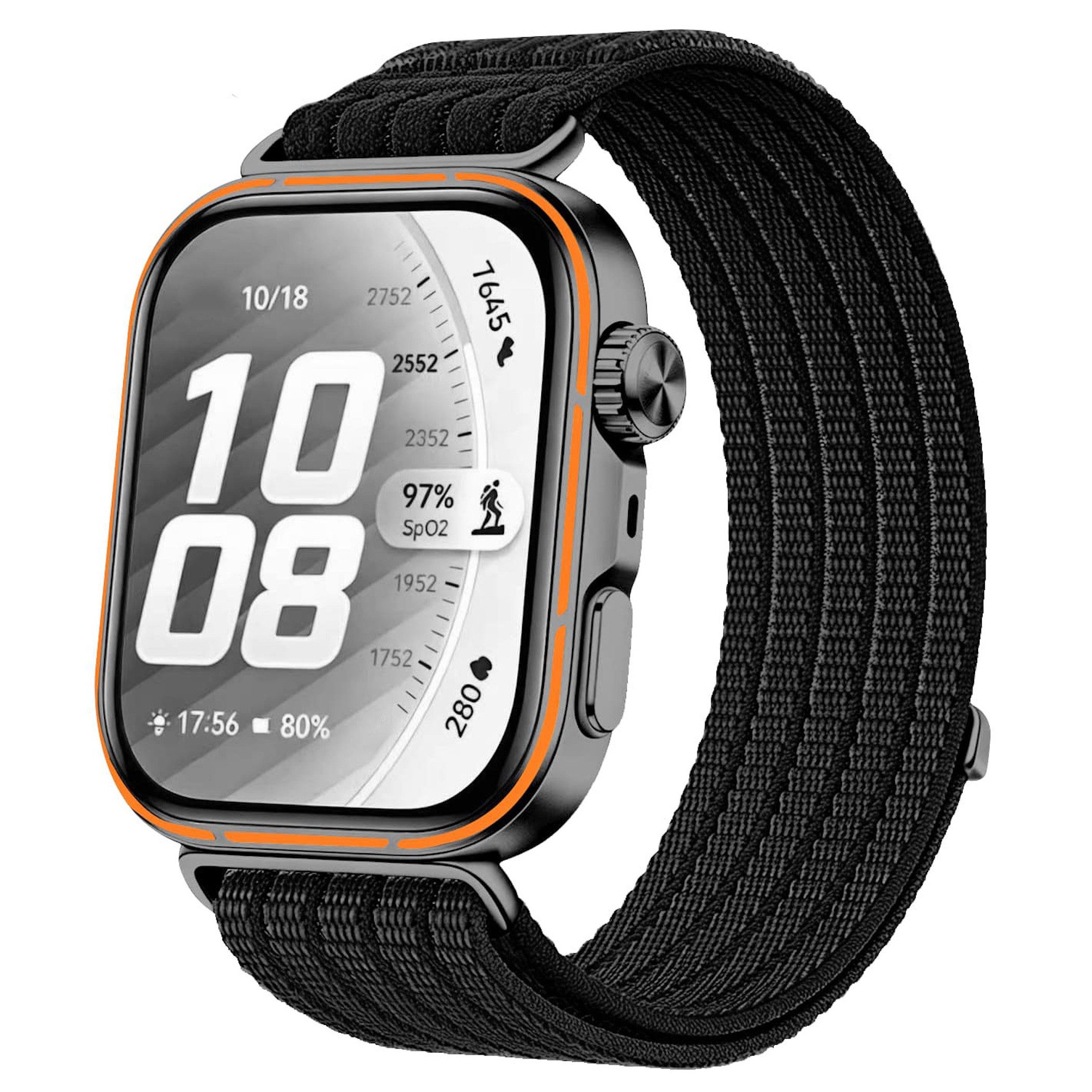Wigento Smartwatch-Armband Nylon für Huawei Watch Fit 5 4 / 5 4 Pro / 3 Klettverschluss Schwarz, Klettverschluss, Verstellbar