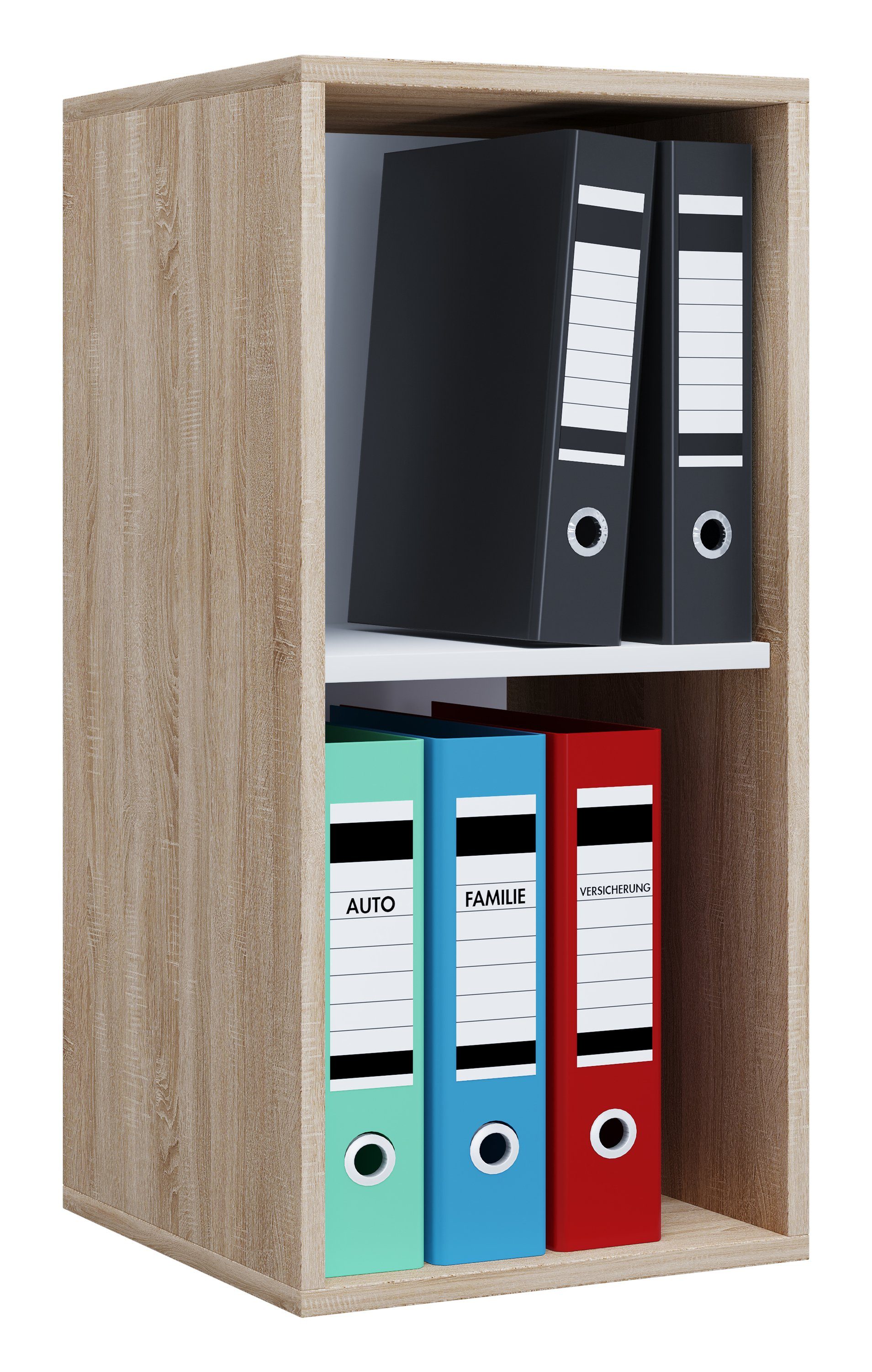 VCM Standregal Lona B. 35 x T. 37 x H. 74 cm, Offener Stauraum für Ordner, Akten und Bücher, 2 Fächer, Holzwerkstoff