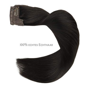 Wennalife Echthaar-Extension 100 % Echthaarverlängerungen, Halo-Haare, natürliches Schwarz